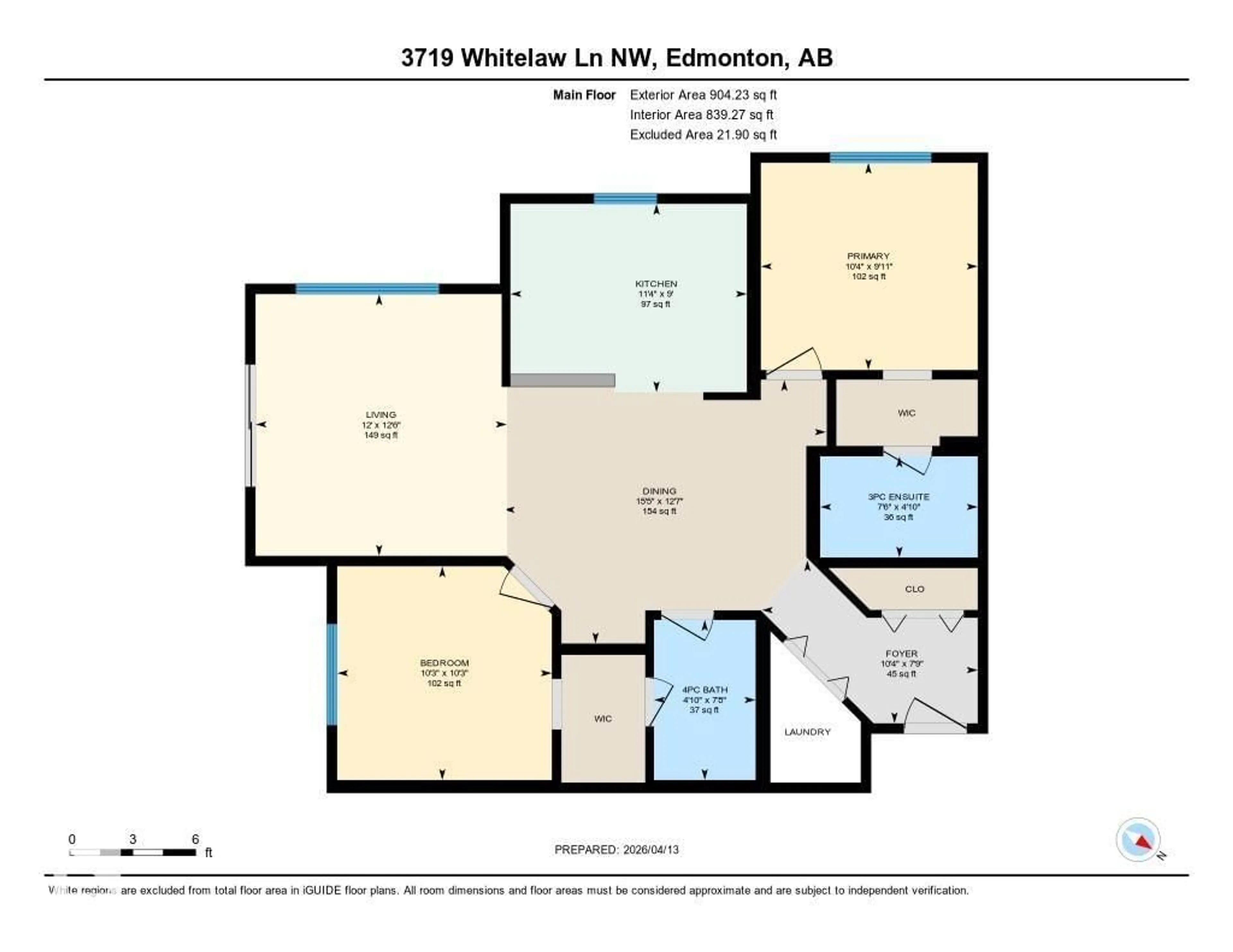 Floor plan for #206 - 3719 WHITELAW LN, Edmonton Alberta T6W2C3