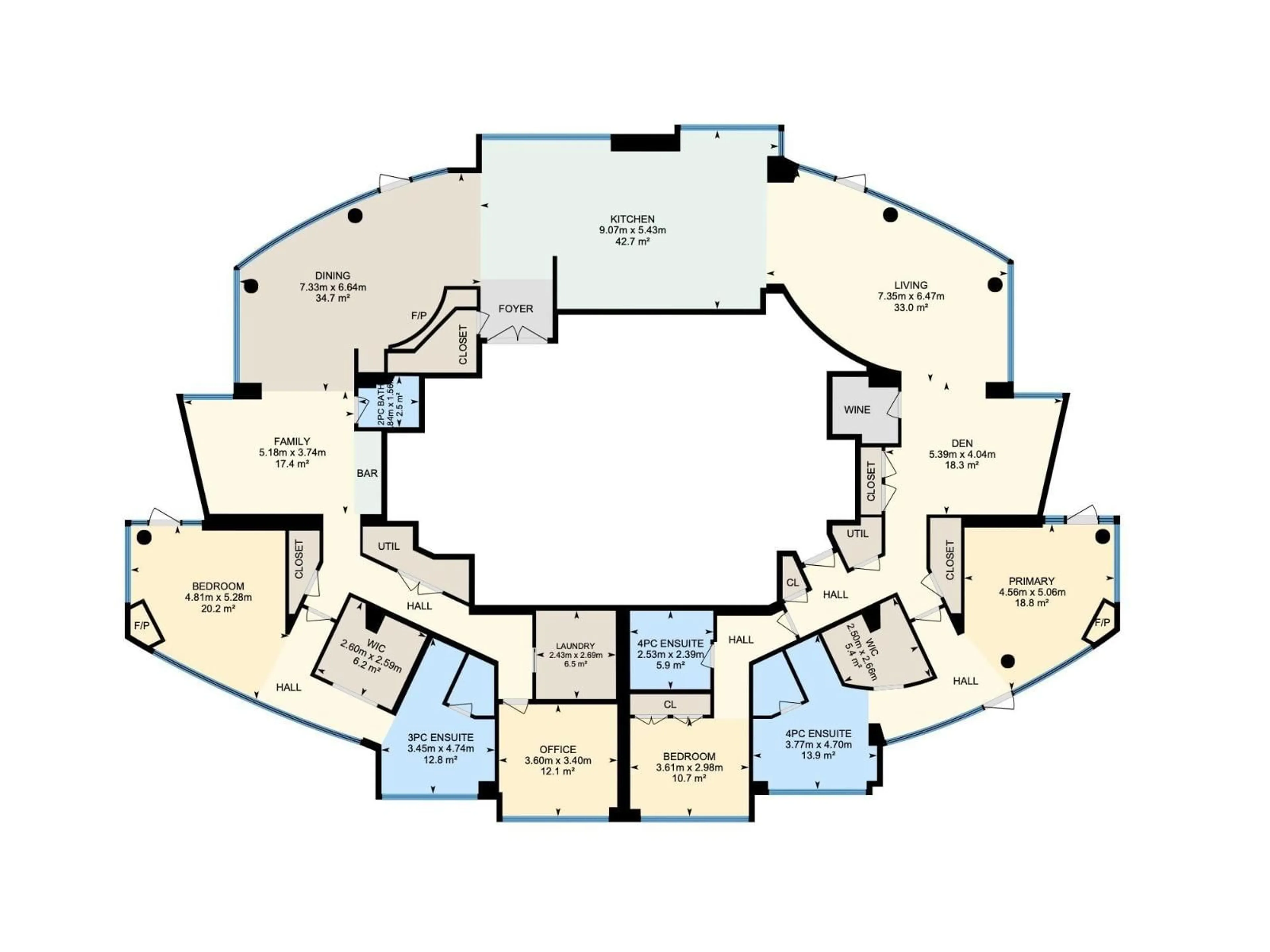 Floor plan for 3001 - 11969 JASPER AVE, Edmonton Alberta T5K0P1