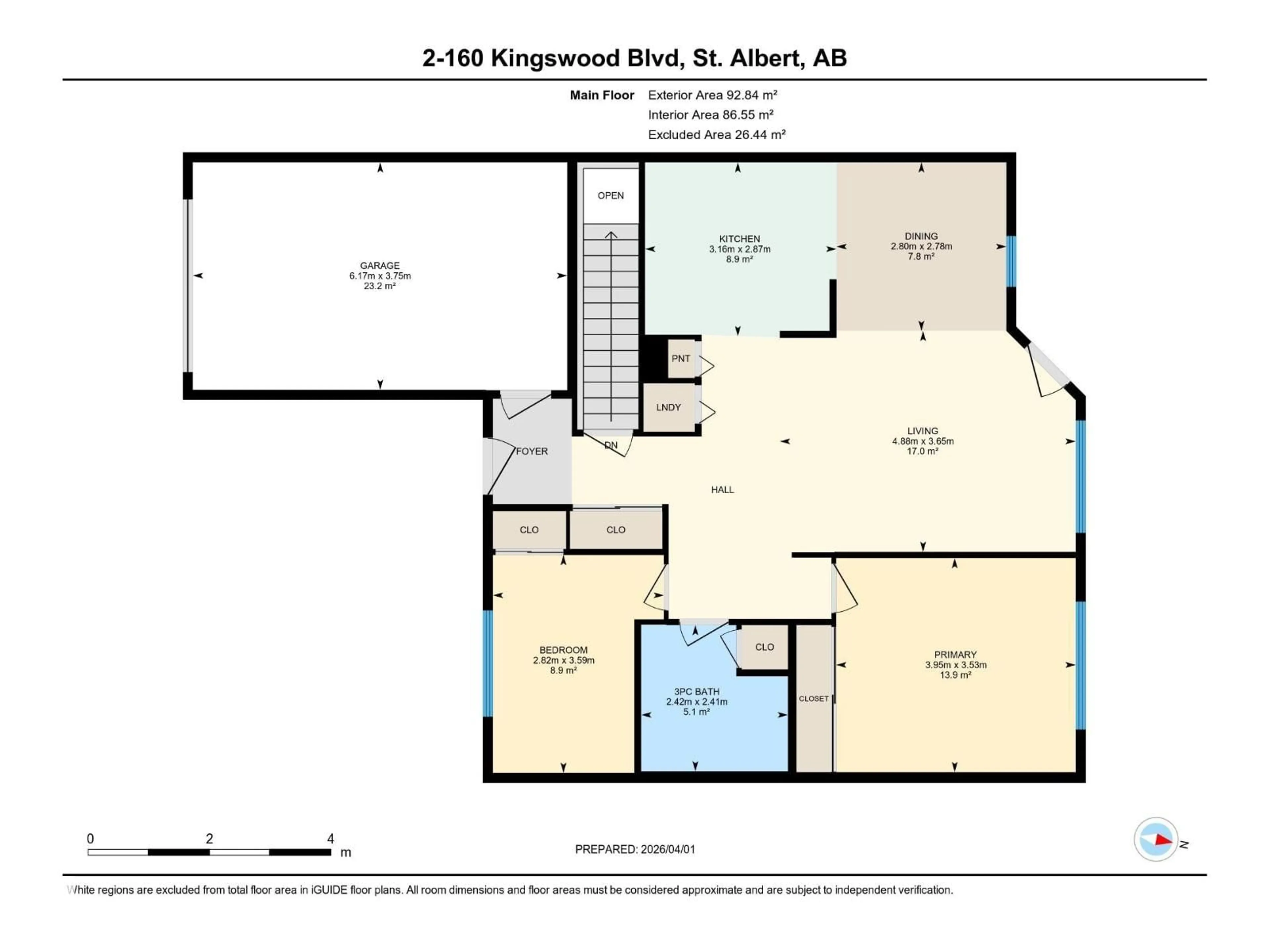 Floor plan for #2 - 160 KINGSWOOD BV, St. Albert Alberta T8N6Z6