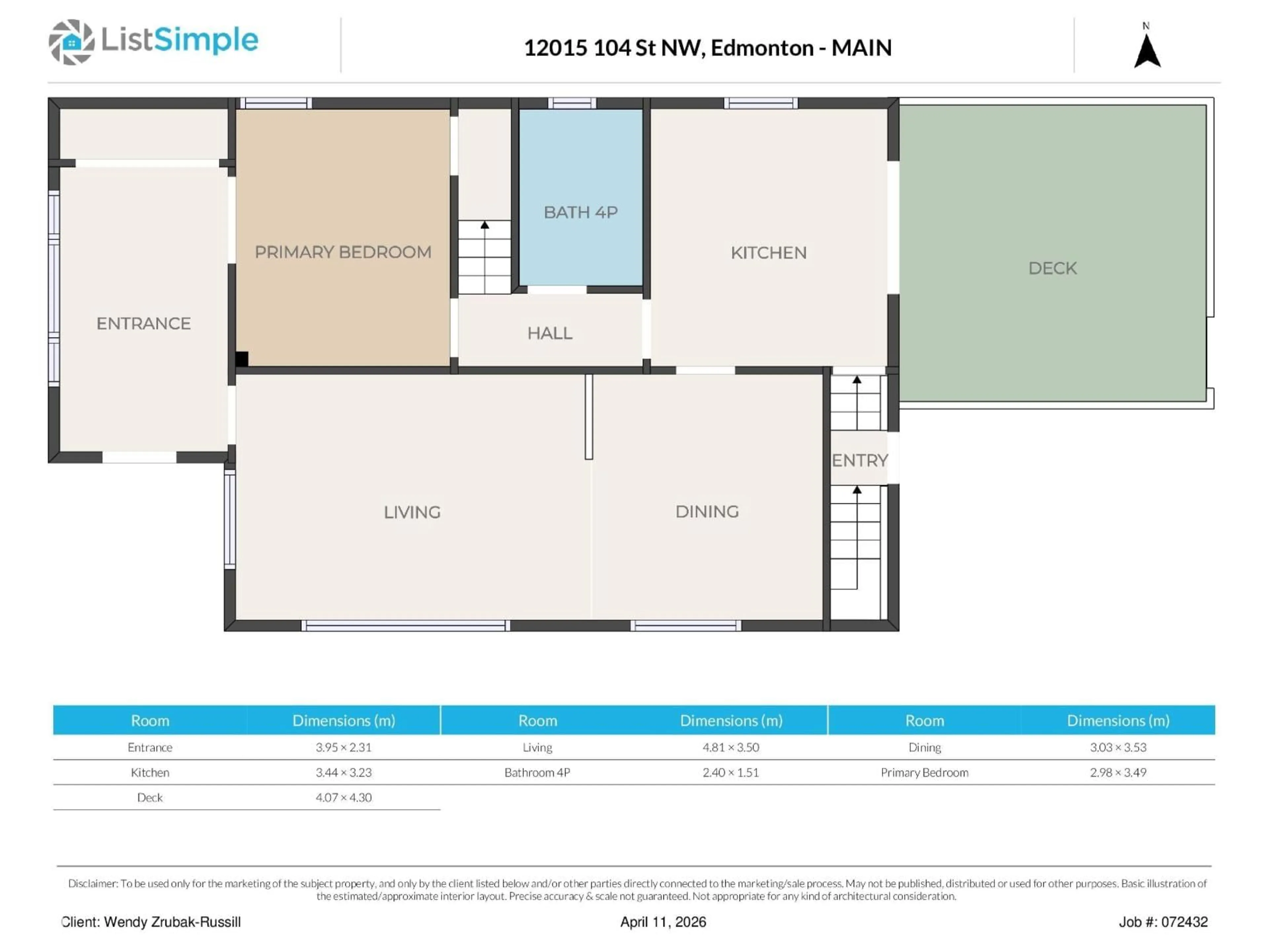 Floor plan for NW - 12015 104 ST, Edmonton Alberta T5G2L5