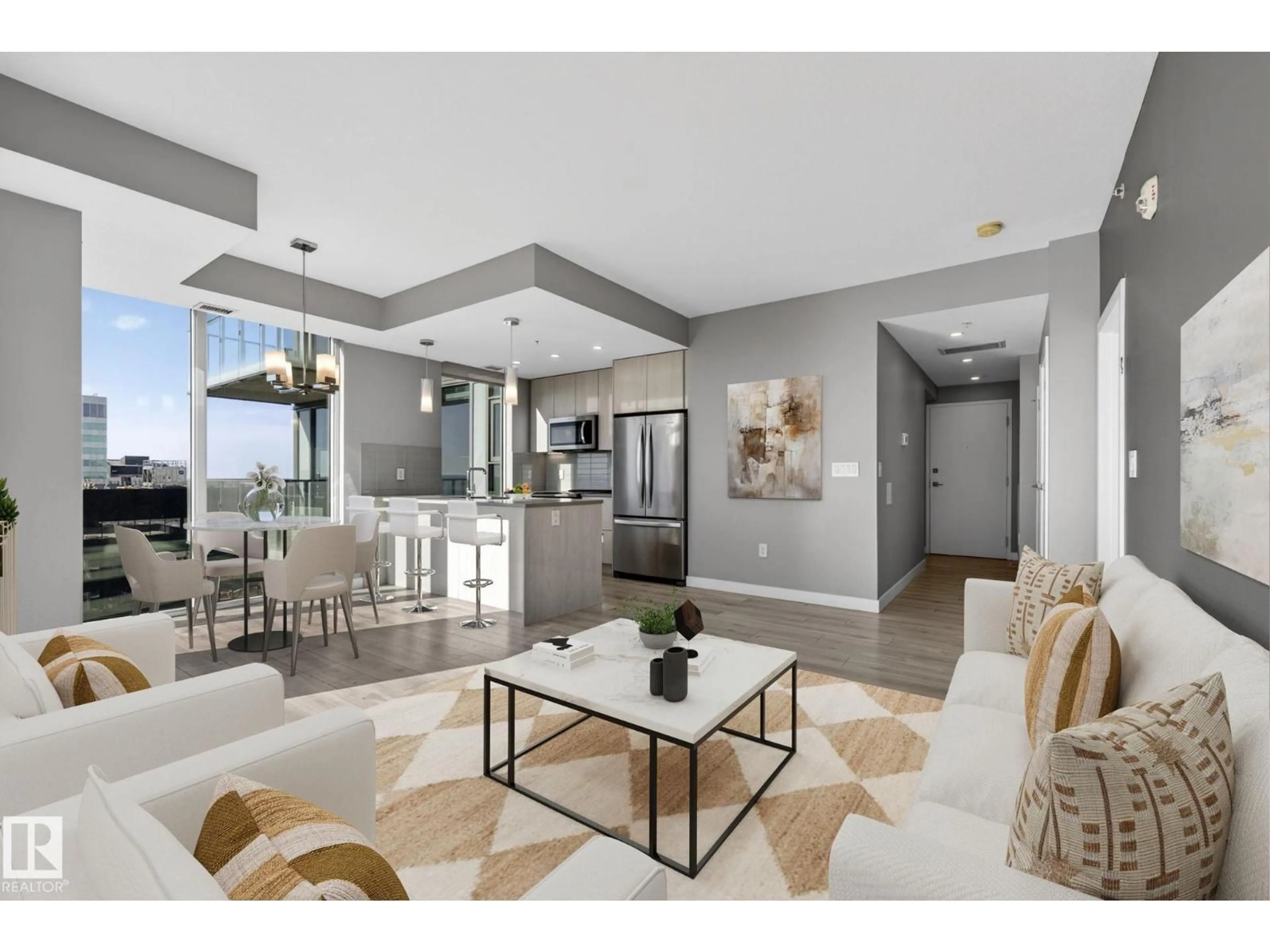 Open concept kitchen, ceramic/tile floor for 3104 - 10180 103 ST NW, Edmonton Alberta T5J0L1