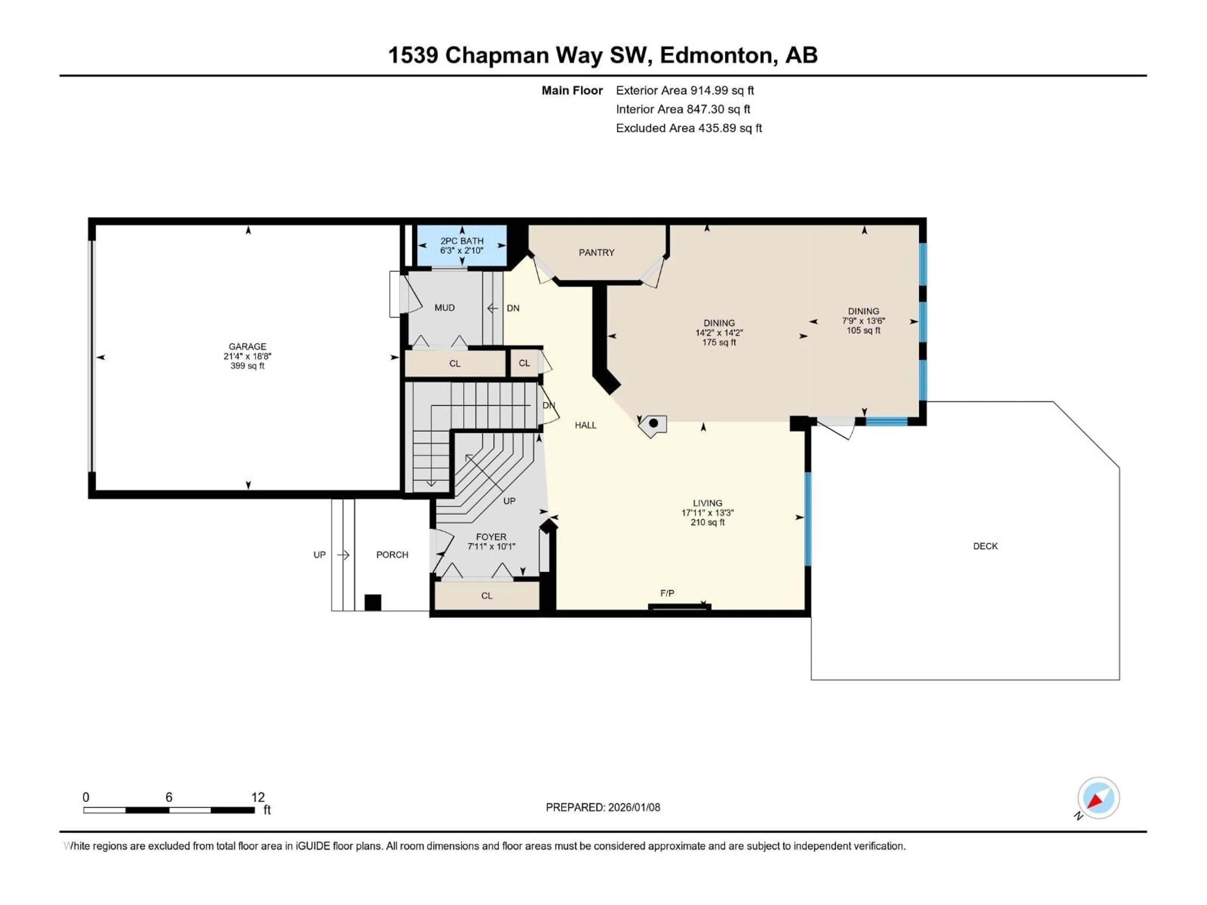 Floor plan for 1539 CHAPMAN WY, Edmonton Alberta T6W0Z1