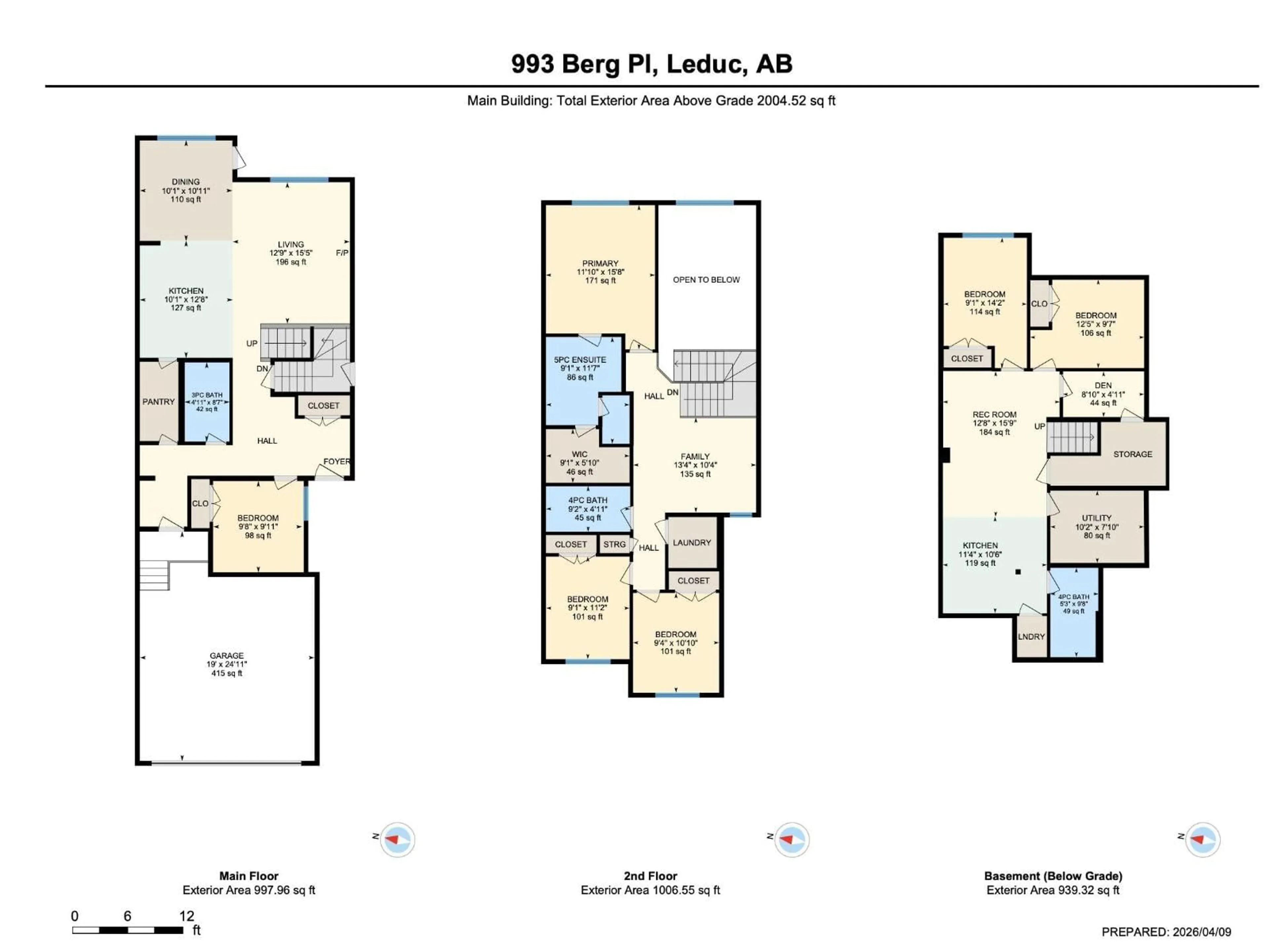 Floor plan for 993 BERG PL, Leduc Alberta T9E1J7