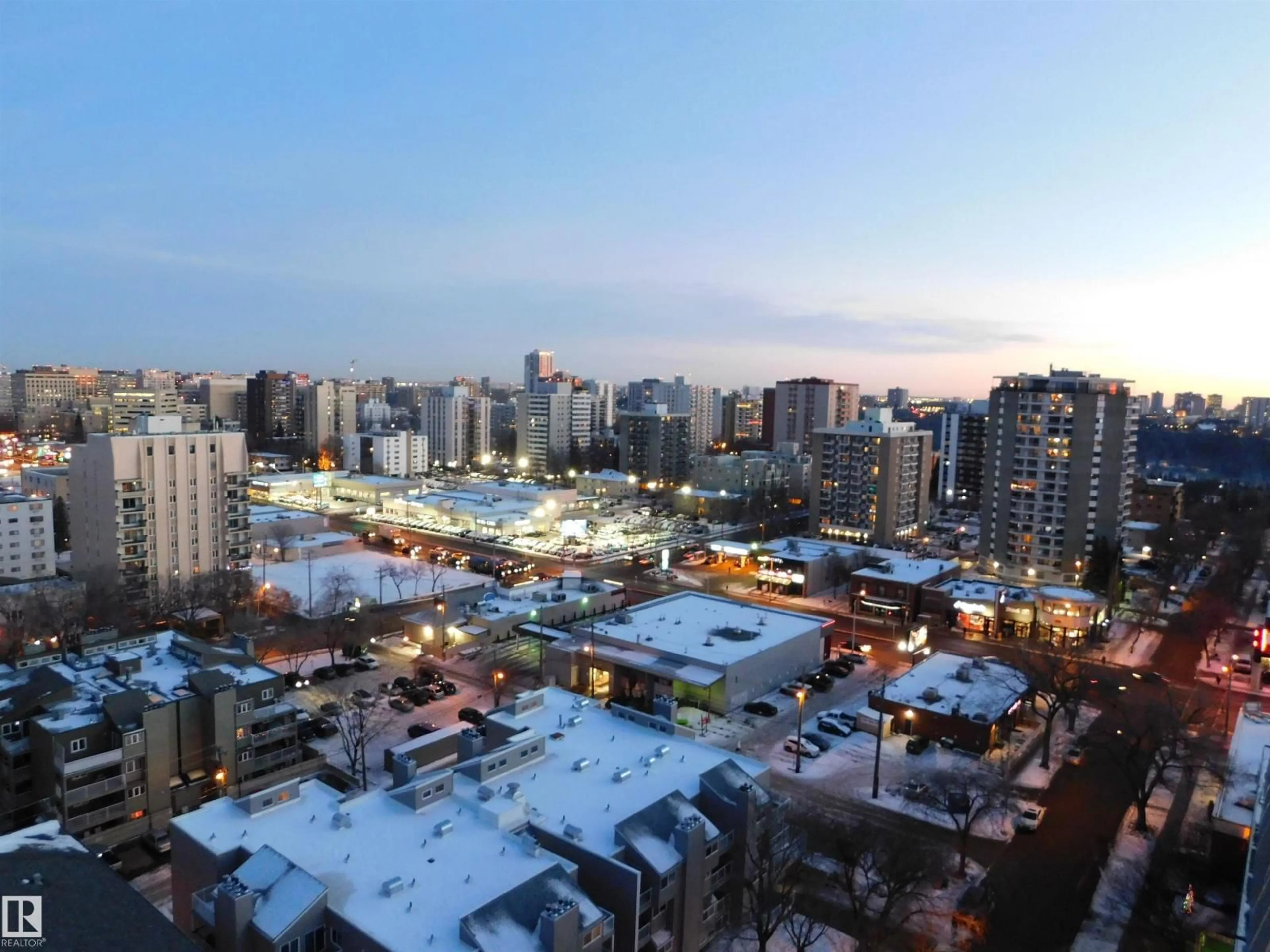 A pic from outside/outdoor area/front of a property/back of a property/a pic from drone, city buildings view from balcony for 1704 - 10150 117 ST NW, Edmonton Alberta T5K2J2
