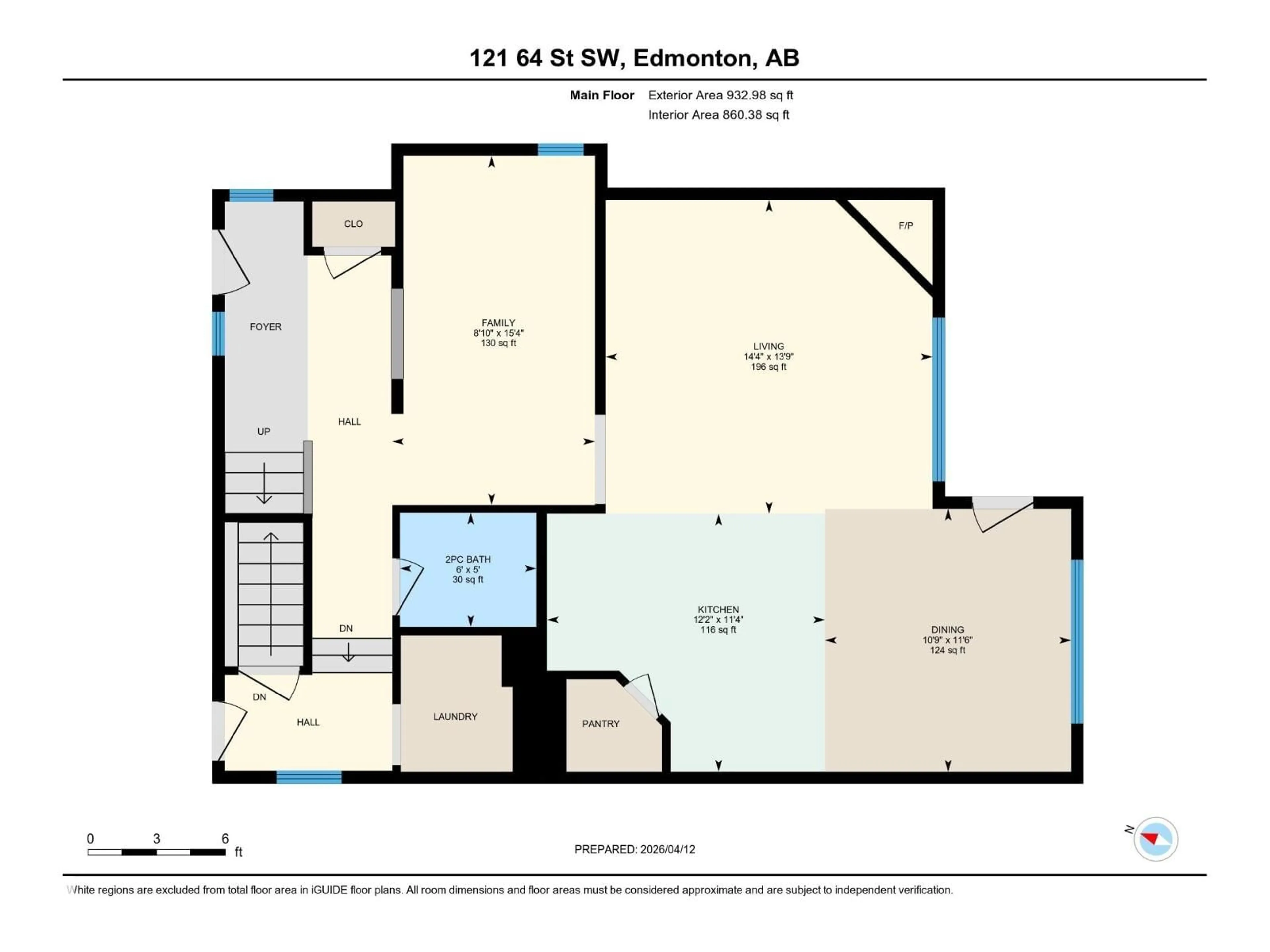 Floor plan for 121 64 ST, Edmonton Alberta T6X0B6