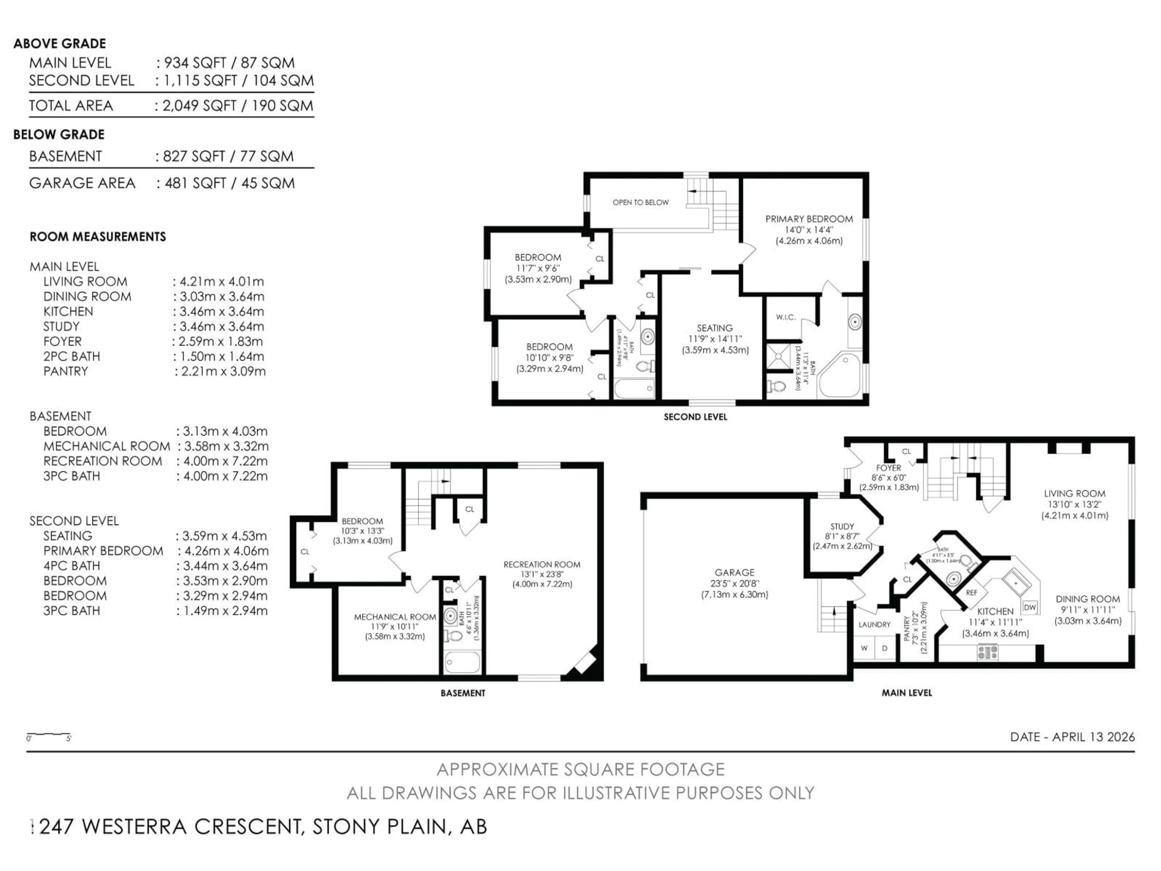 Floor plan for 1247 WESTERRA CR, Stony Plain Alberta T7Z0B2