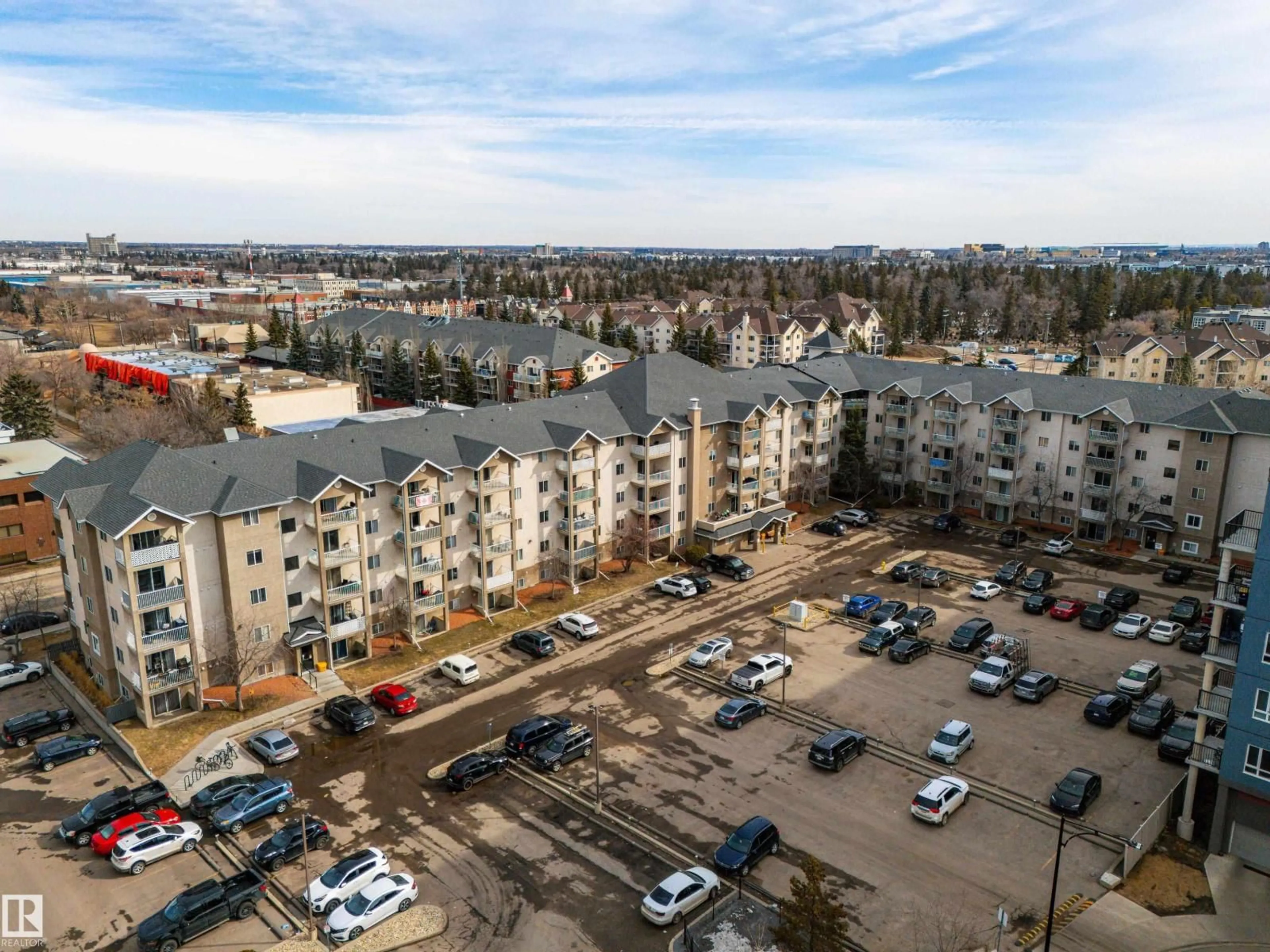 A pic from outside/outdoor area/front of a property/back of a property/a pic from drone, city buildings view from balcony for #405 - 10535 122 ST, Edmonton Alberta T5N4B7
