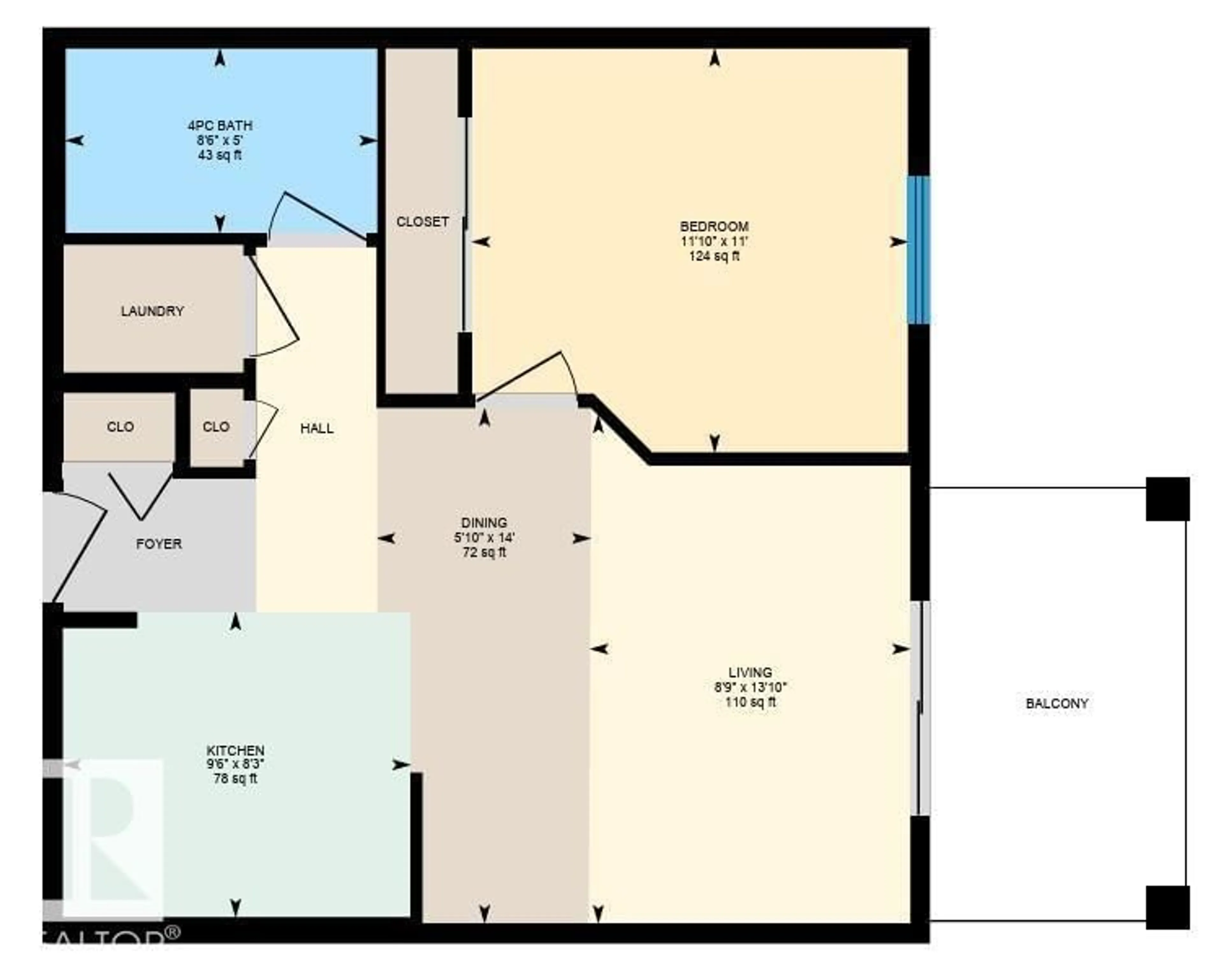 Floor plan for #405 - 10535 122 ST, Edmonton Alberta T5N4B7