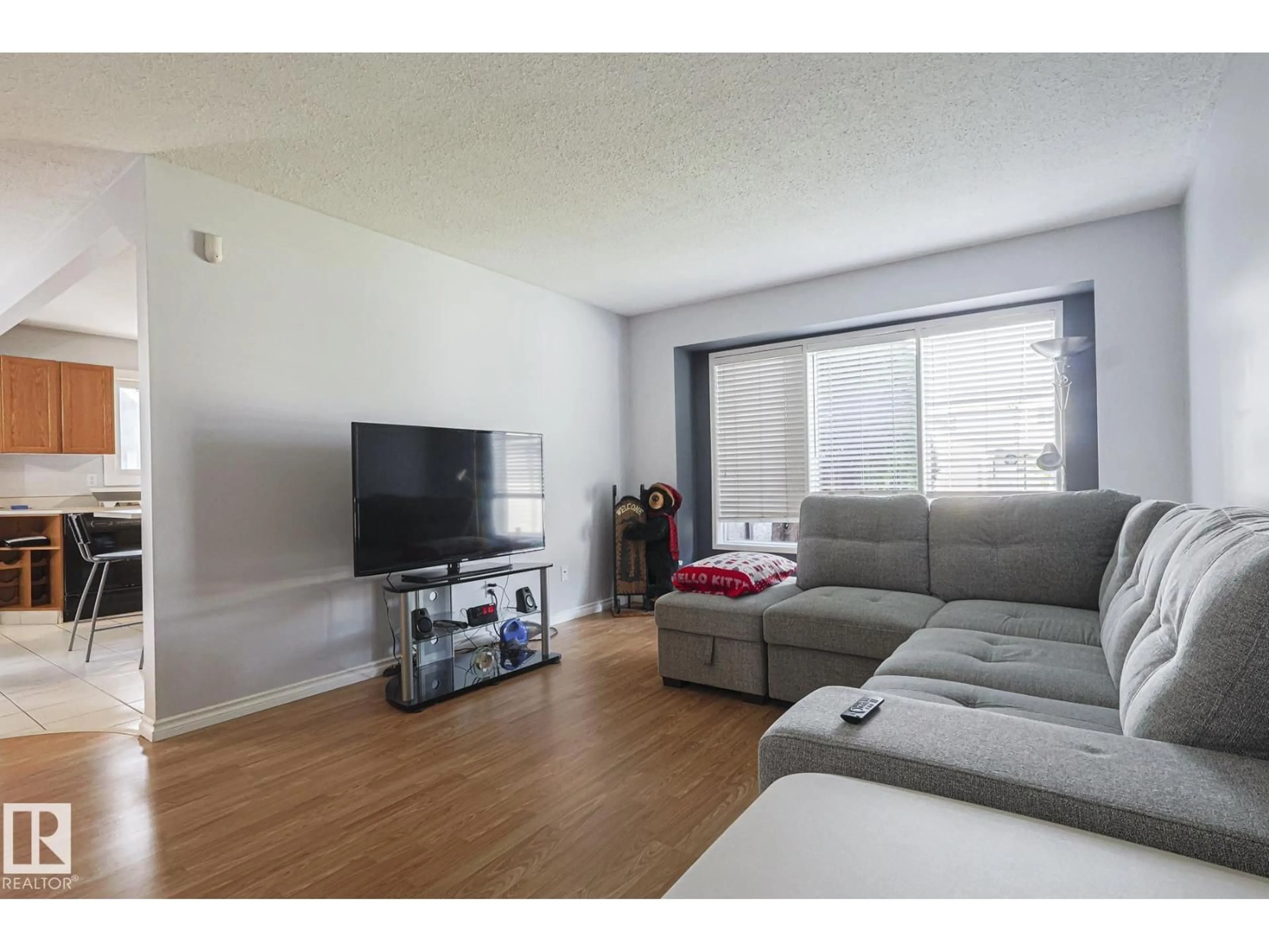 Living room with furniture, wood/laminate floor for 10439 16 AV, Edmonton Alberta T6J5T1
