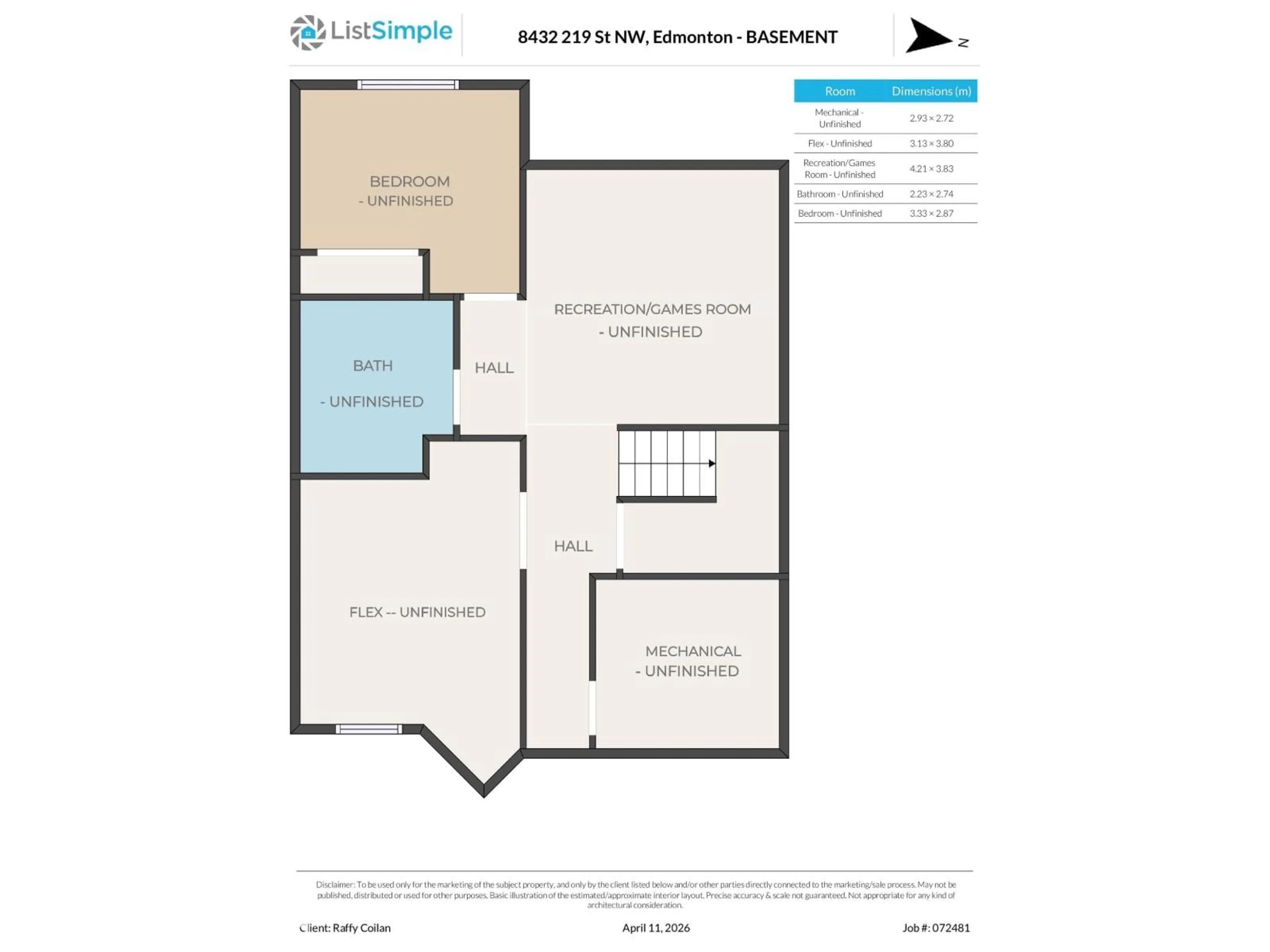 Floor plan for 8432 219 ST, Edmonton Alberta T5T7E1