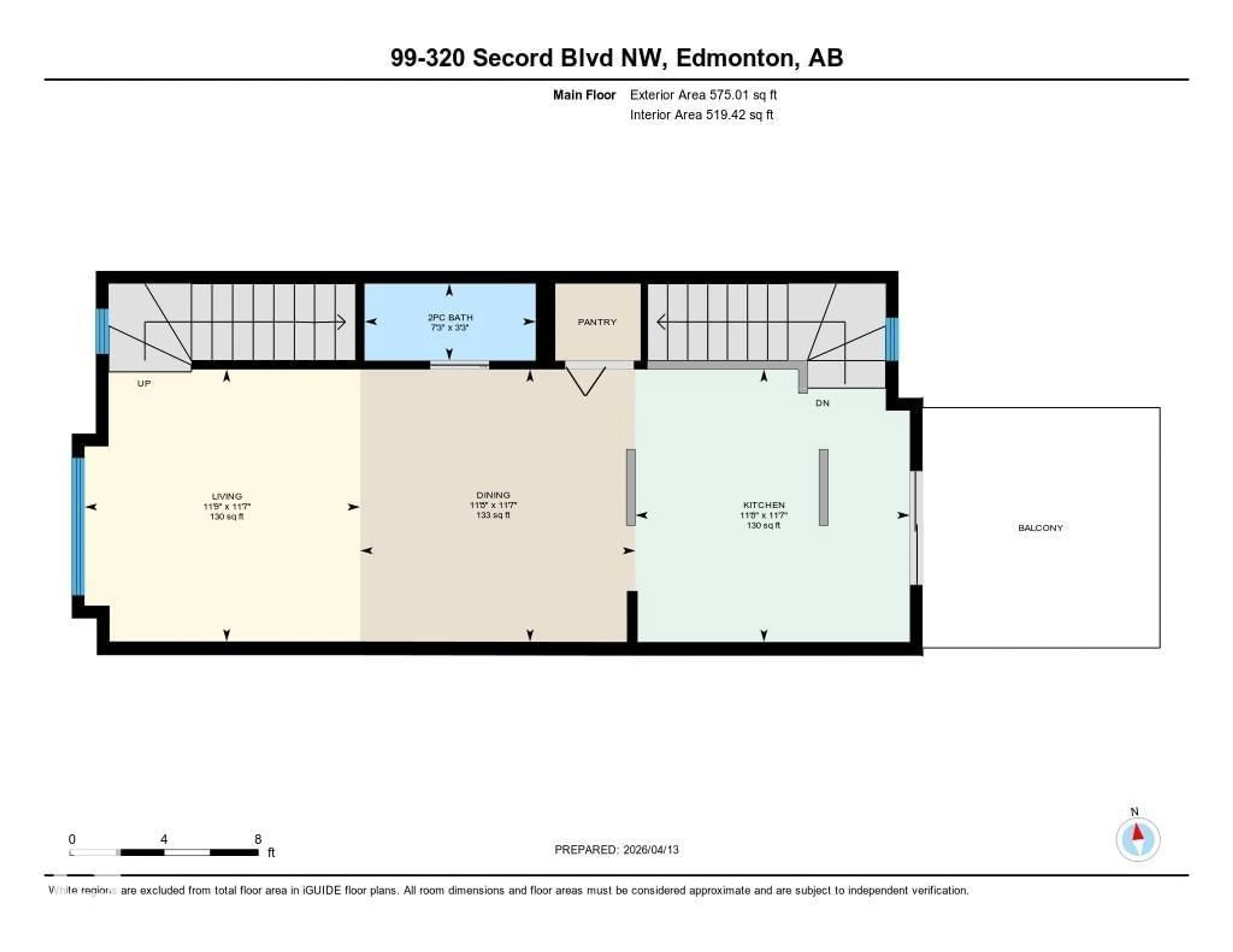 Floor plan for 320 - 99 SECORD BV, Edmonton Alberta T5T7E8