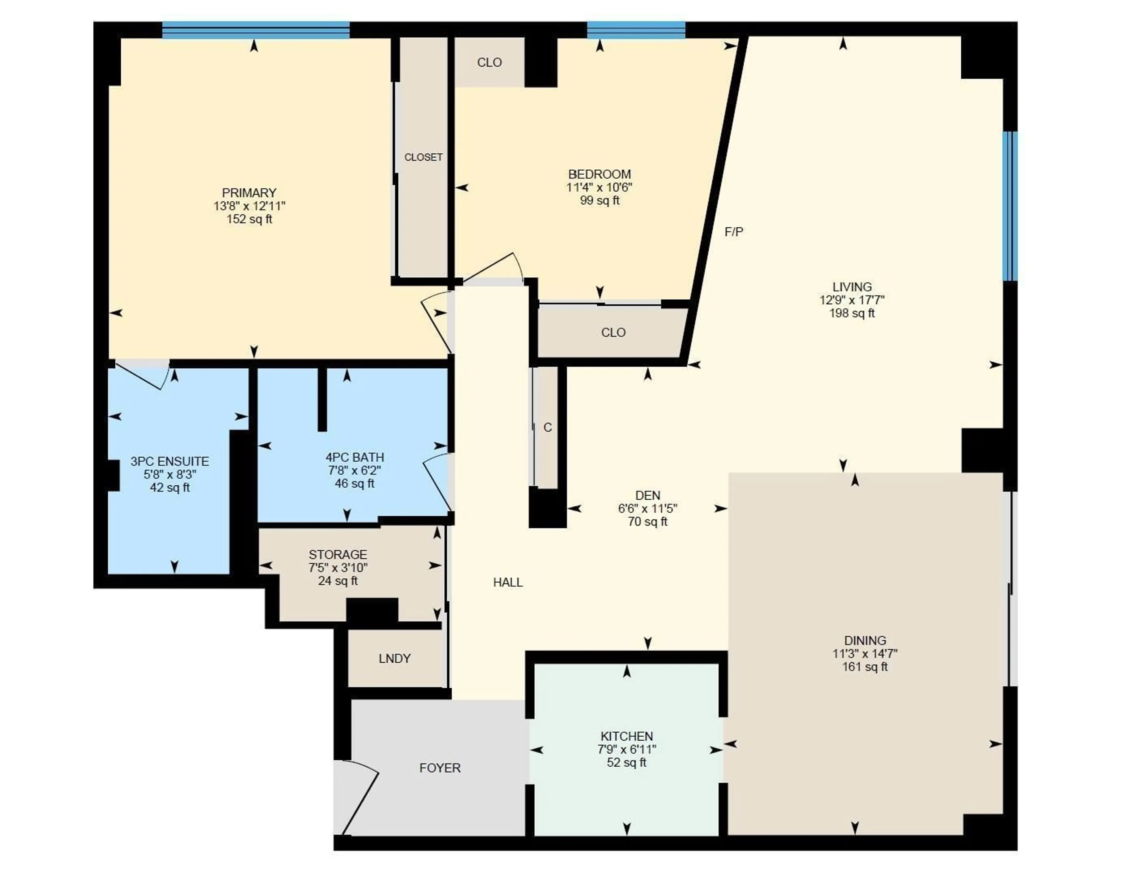 Floor plan for 9909 - 1001 110 ST NW, Edmonton Alberta T5K2E5