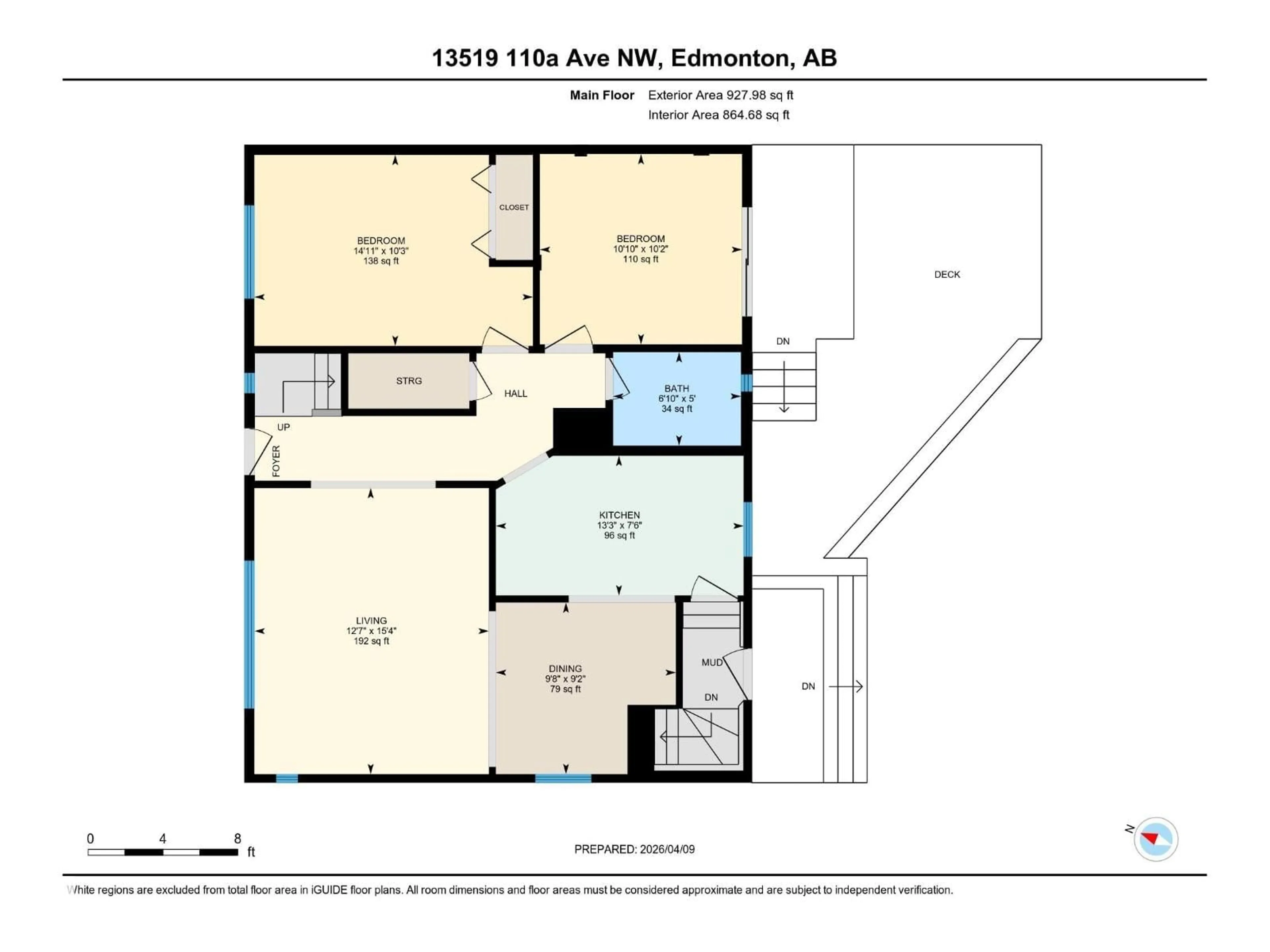 Floor plan for NW - 13519 110 A AV, Edmonton Alberta T5M2M8