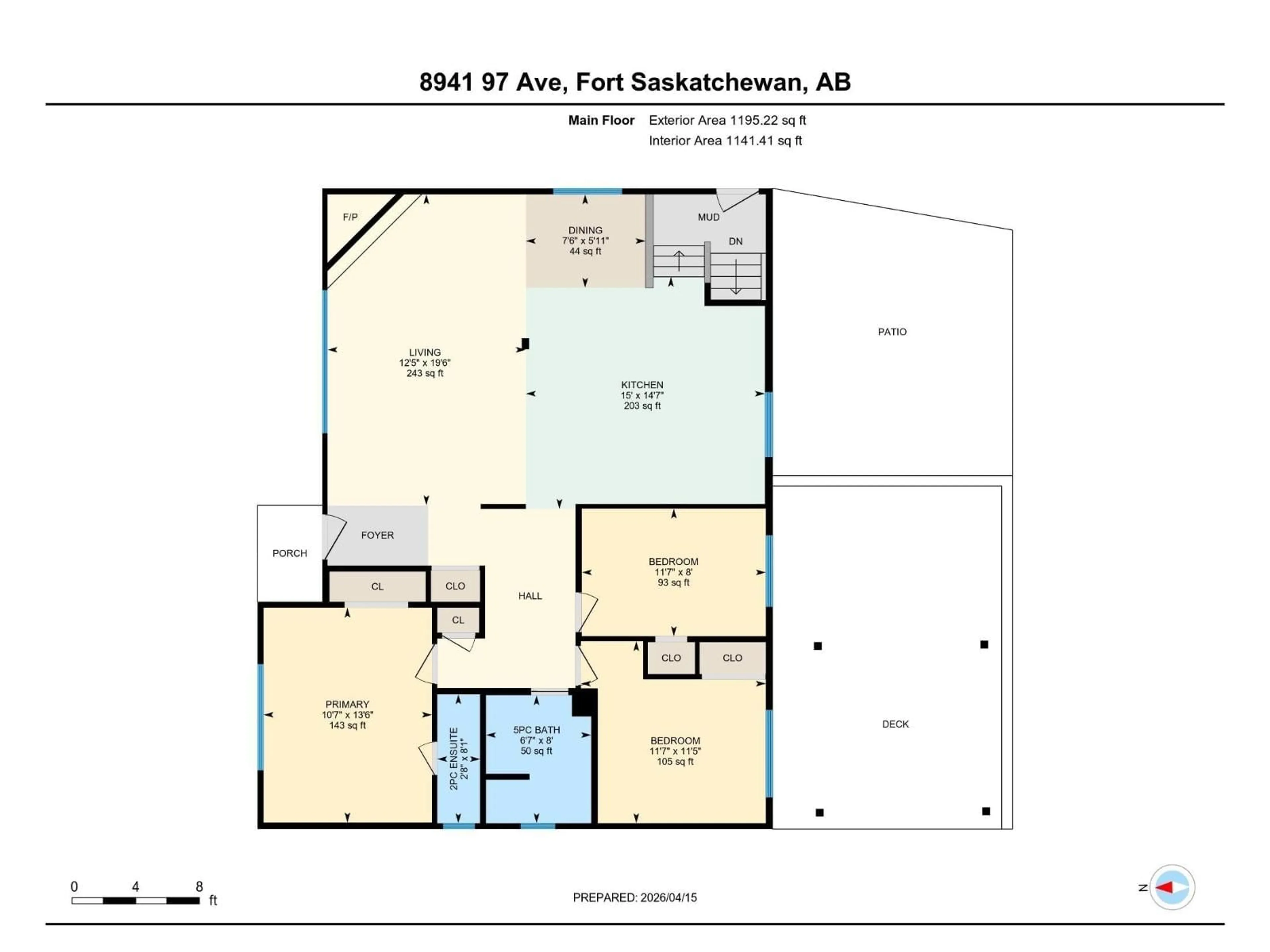 Floor plan for 8941 97 AV, Fort Saskatchewan Alberta T8L1E9