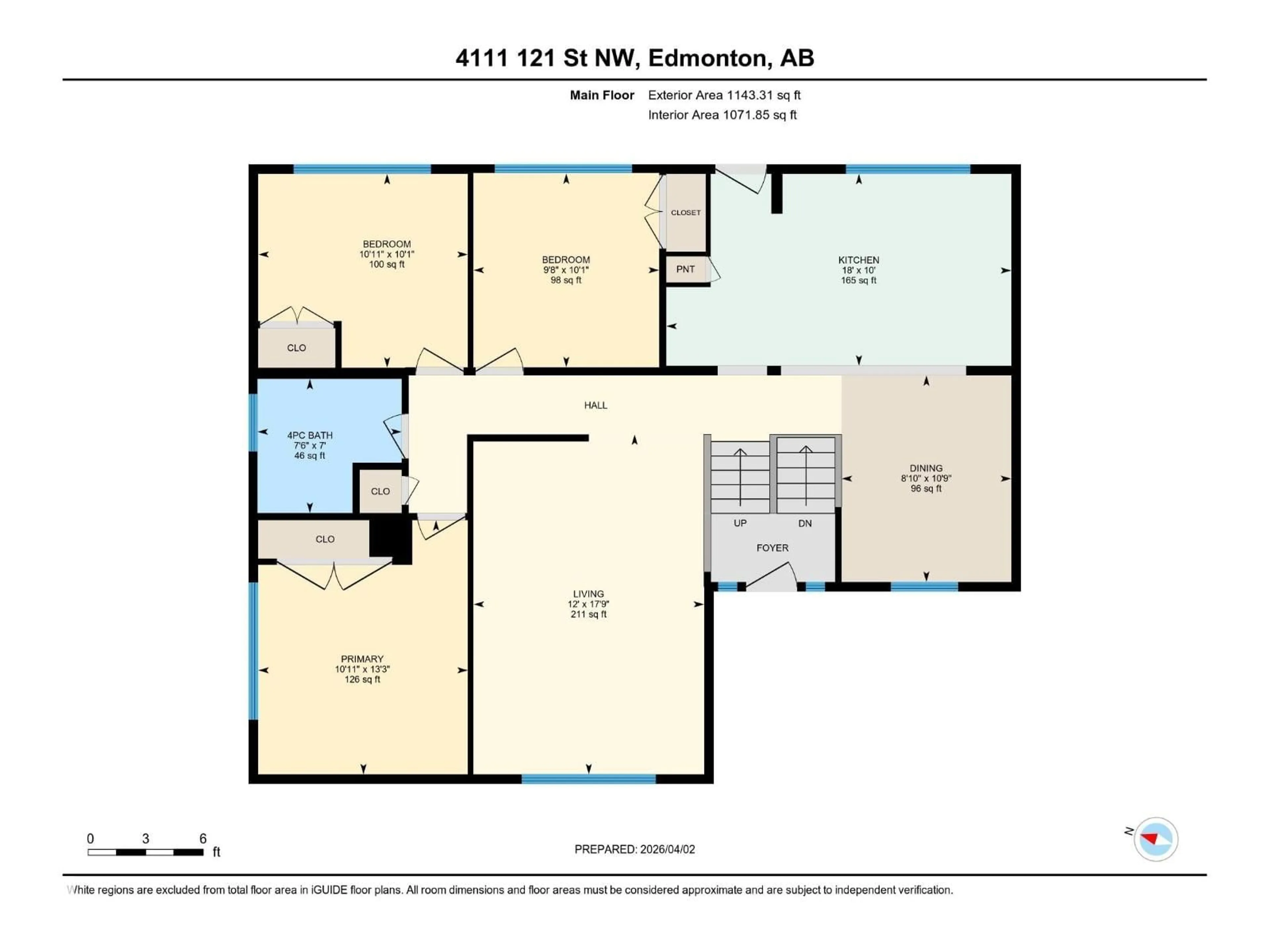 Floor plan for NW - 4111 121 ST, Edmonton Alberta T6J1Y6