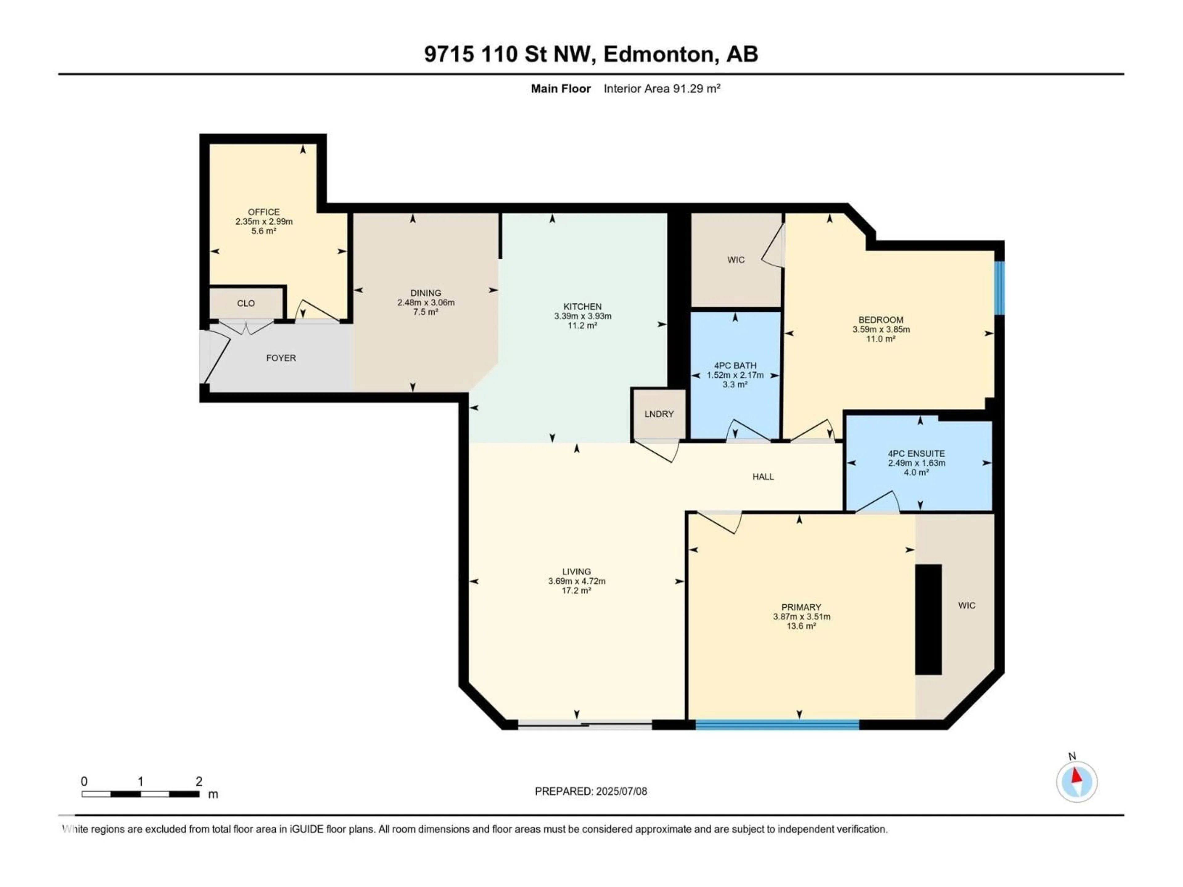 Floor plan for #102 - 9715 110 ST NW, Edmonton Alberta T5K2M1