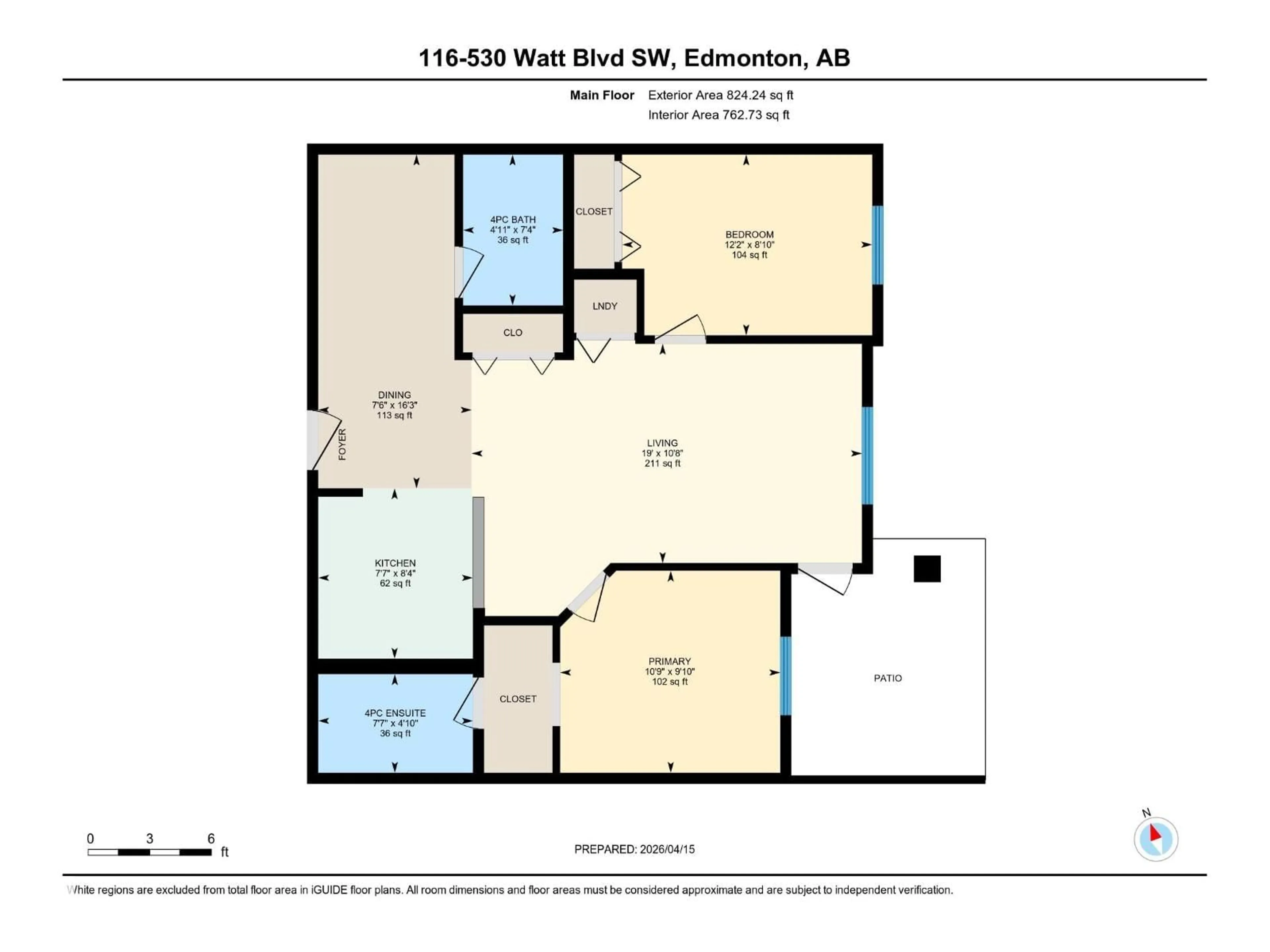 Floor plan for 116 WATT BV, Edmonton Alberta T6X1P7