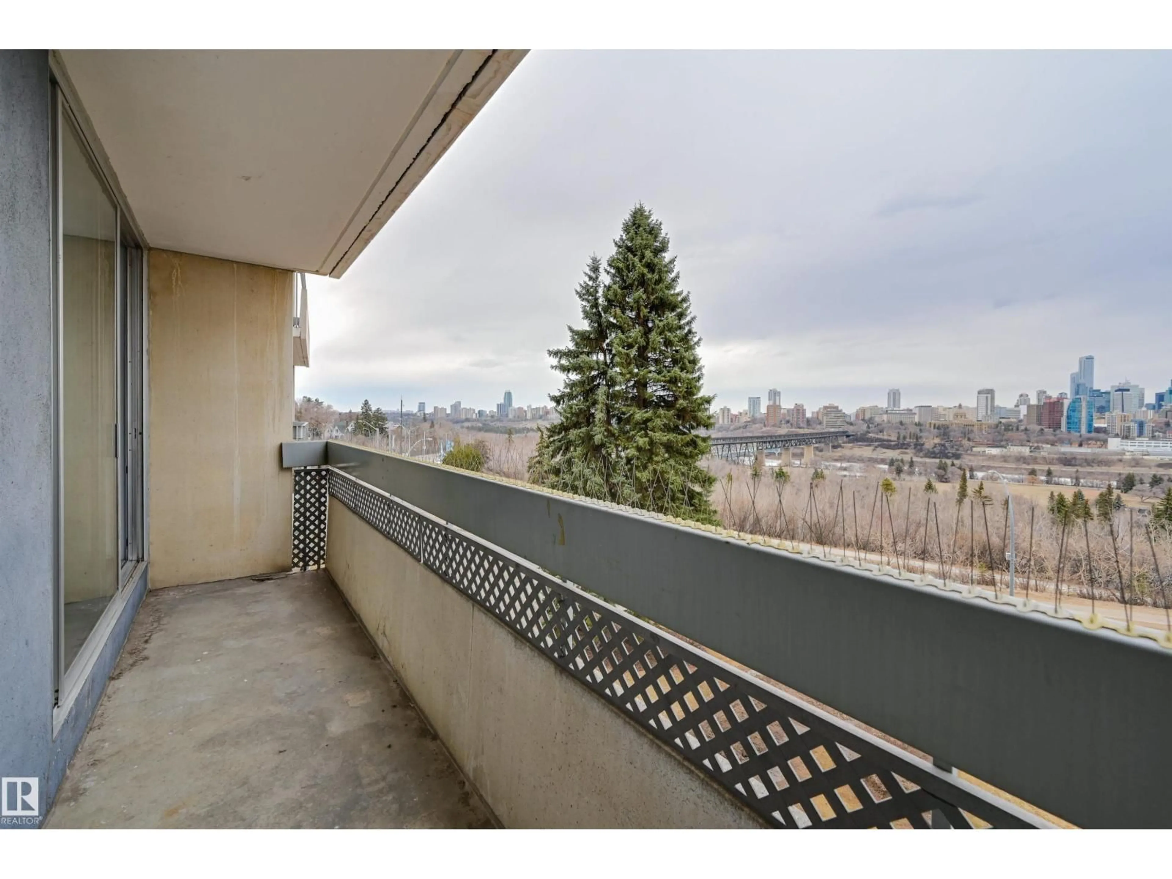 Balcony in the apartment, city buildings view from balcony for #409 - 10883 SASKATCHEWAN DR, Edmonton Alberta T6E4S6