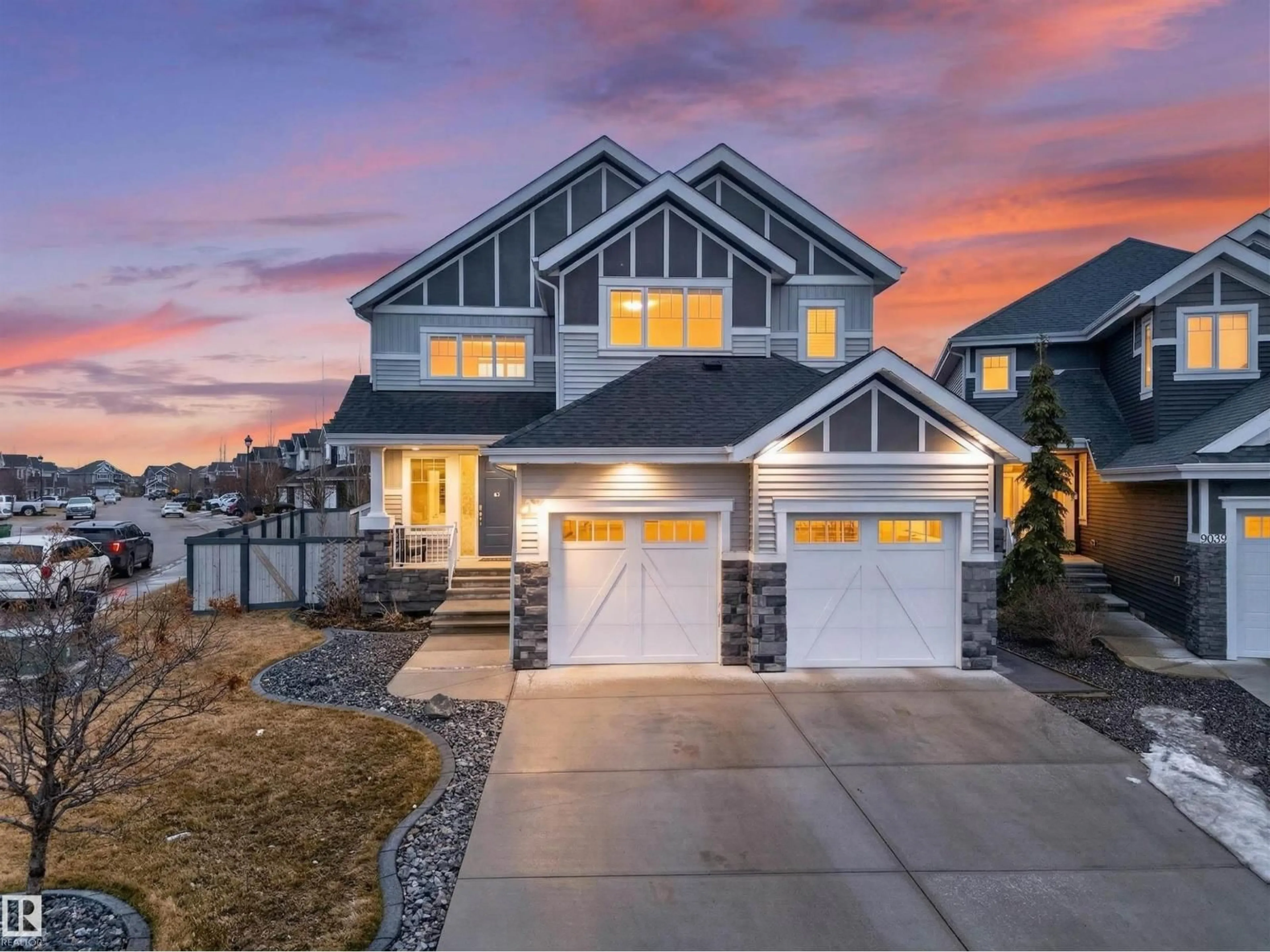 Home with vinyl exterior material, street for 9037 24 AV, Edmonton Alberta T6X2C4