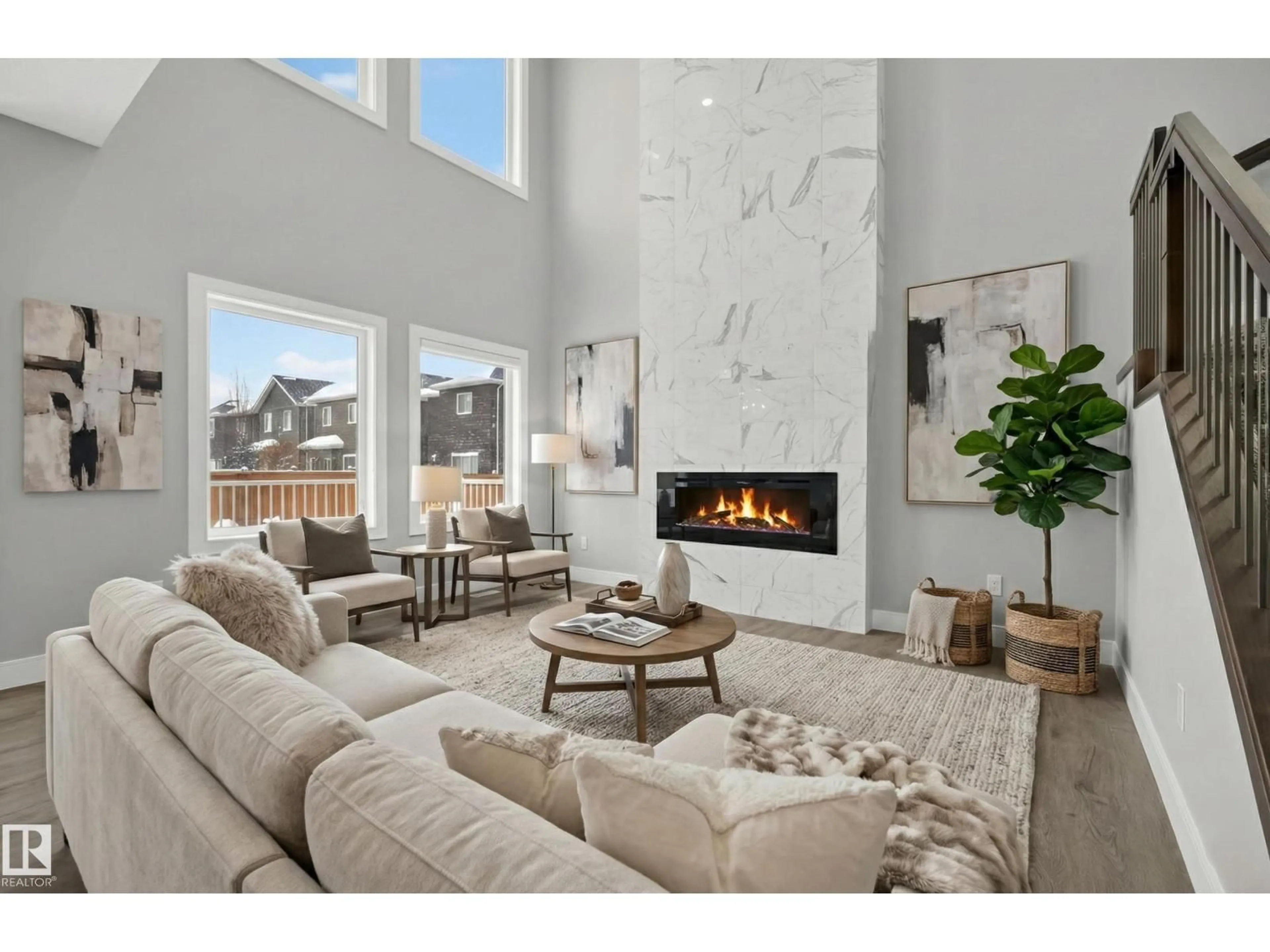 Living room with furniture, ceramic/tile floor for SW - 3224 160 ST, Edmonton Alberta T6W3A1