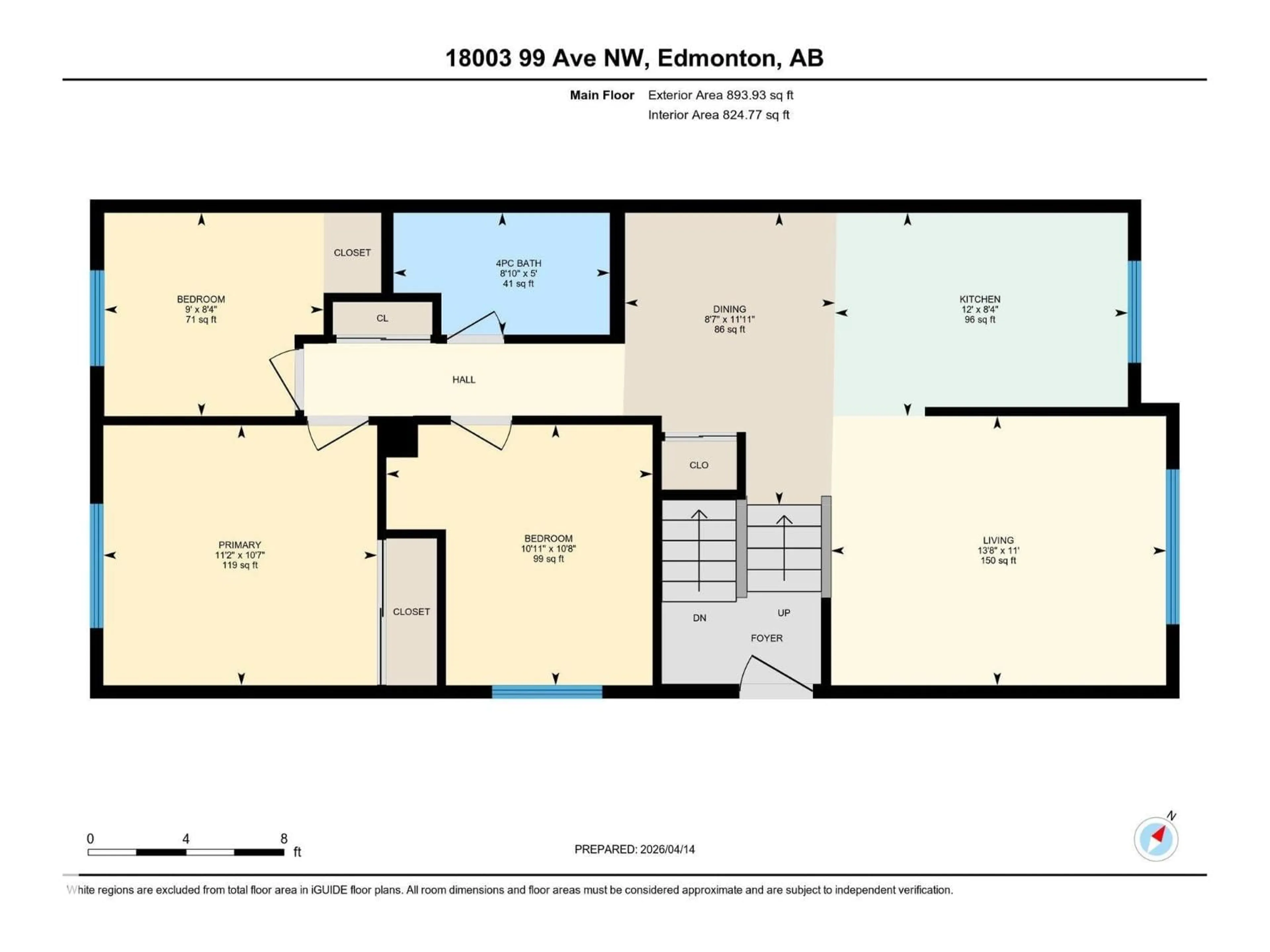 Floor plan for 18003 99 AV, Edmonton Alberta T5T3H8