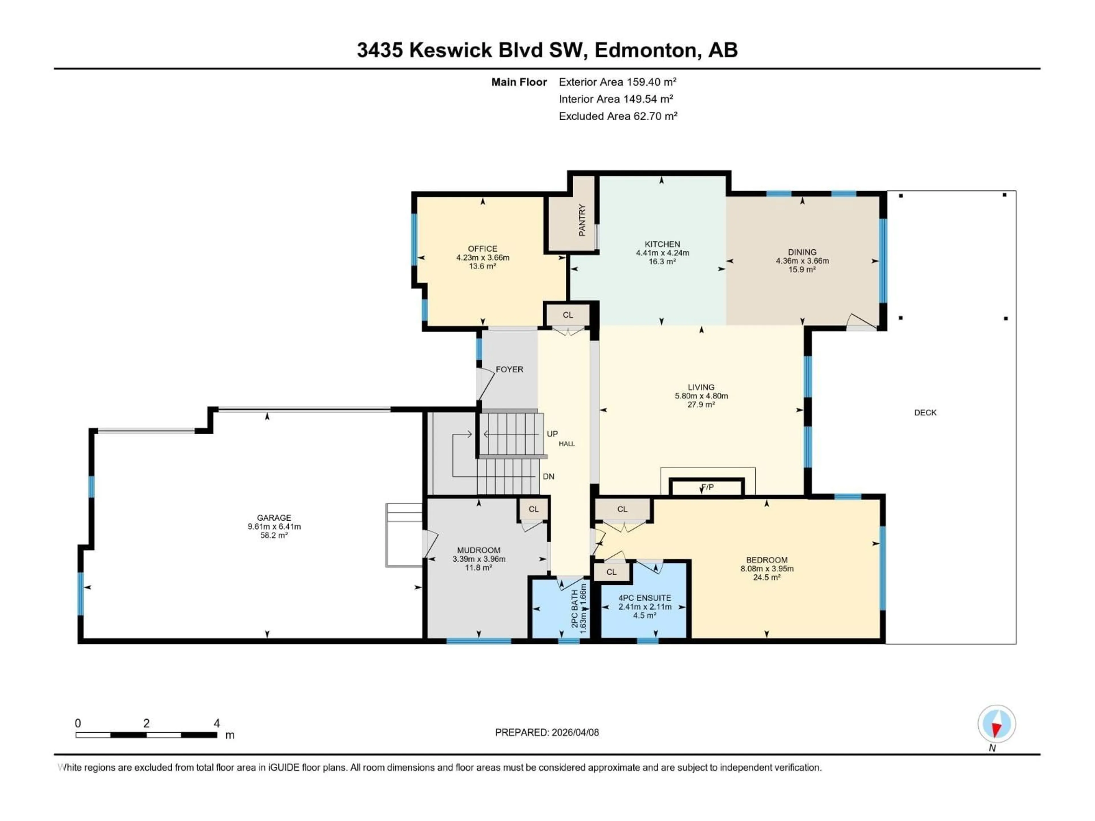 Floor plan for 3435 KESWICK BV, Edmonton Alberta T6W3B2