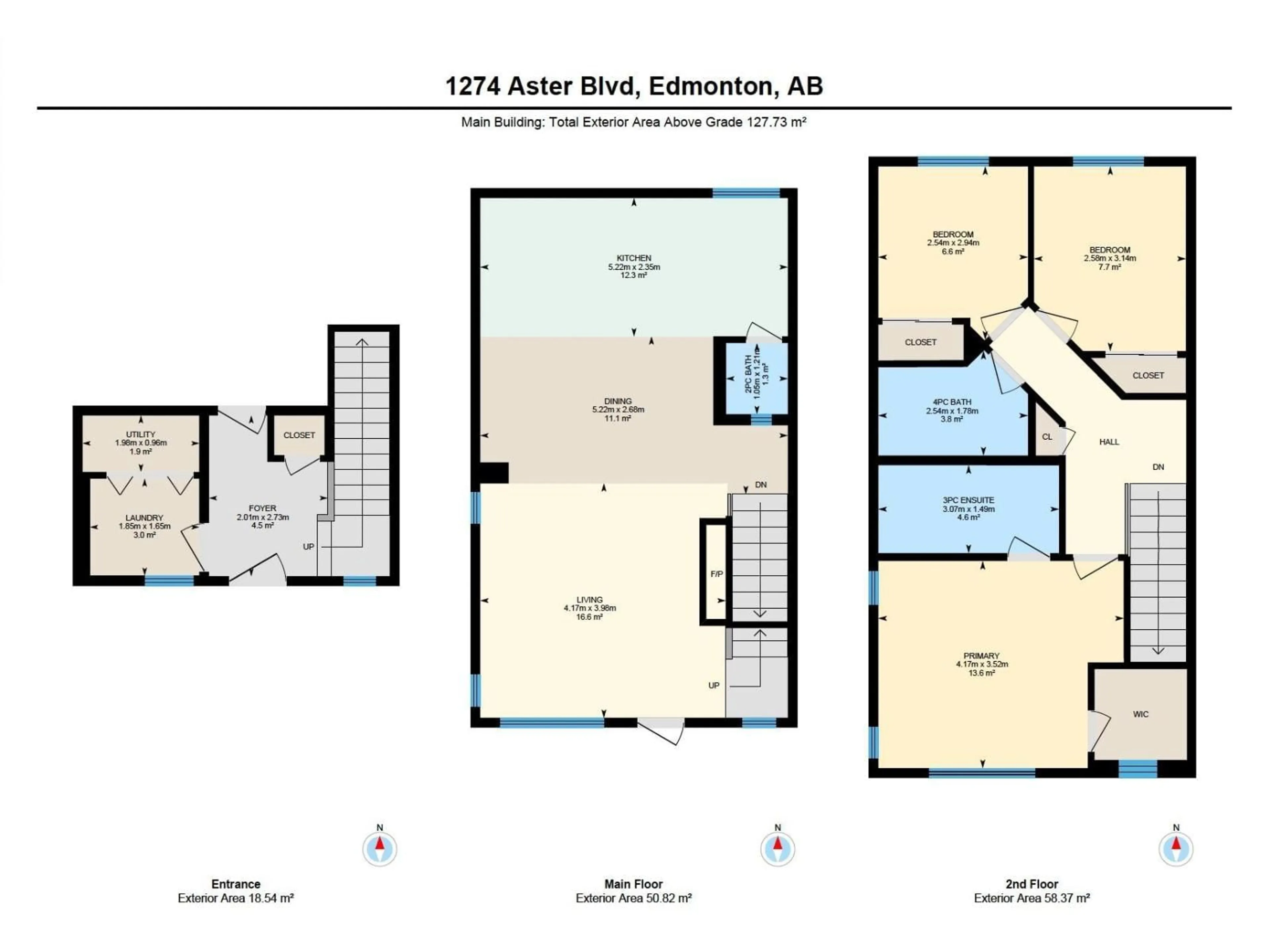 Floor plan for 1274 ASTER BV, Edmonton Alberta T6T2N8