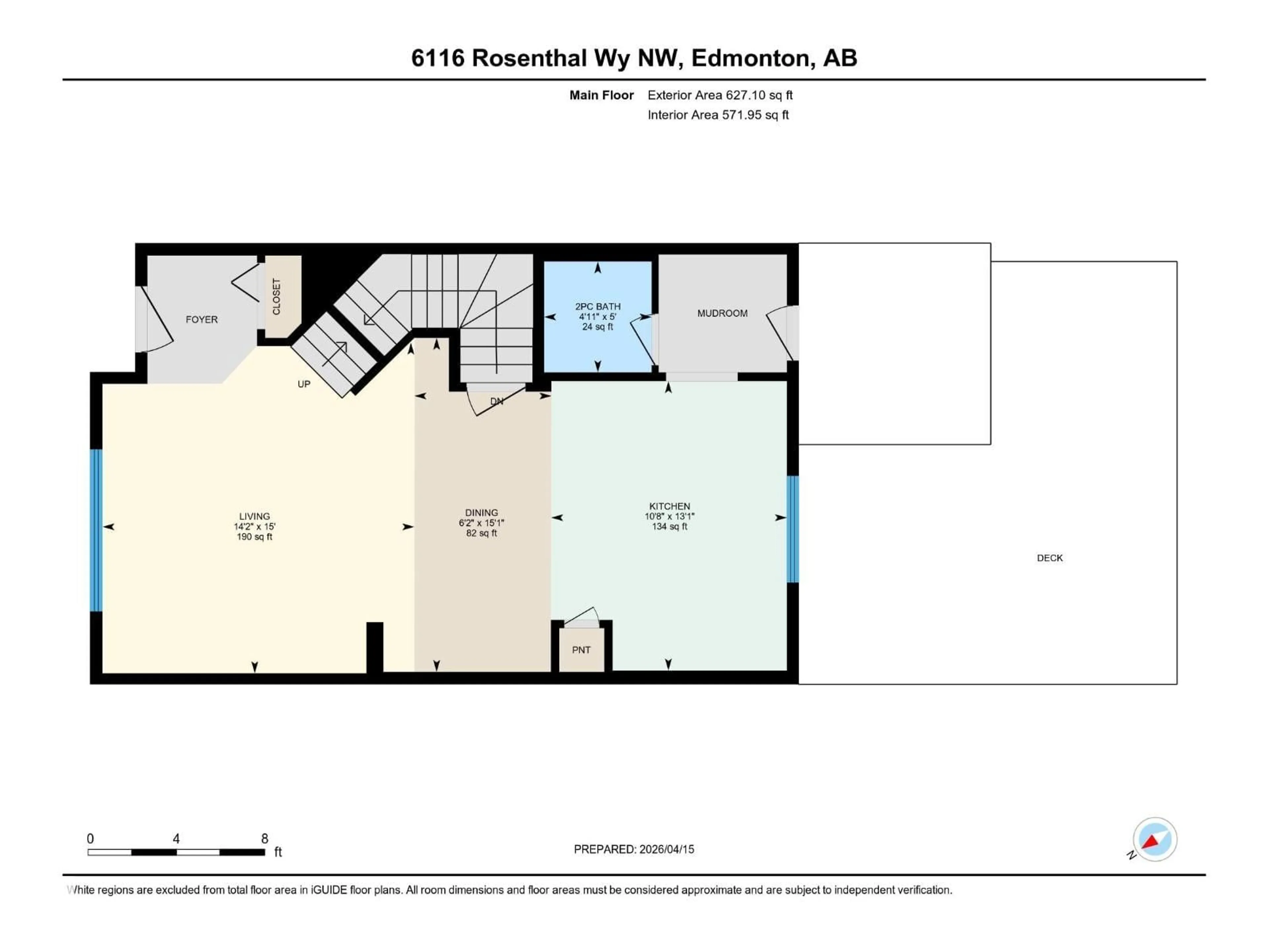 Floor plan for 6116 ROSENTHAL WY, Edmonton Alberta T5T7E3