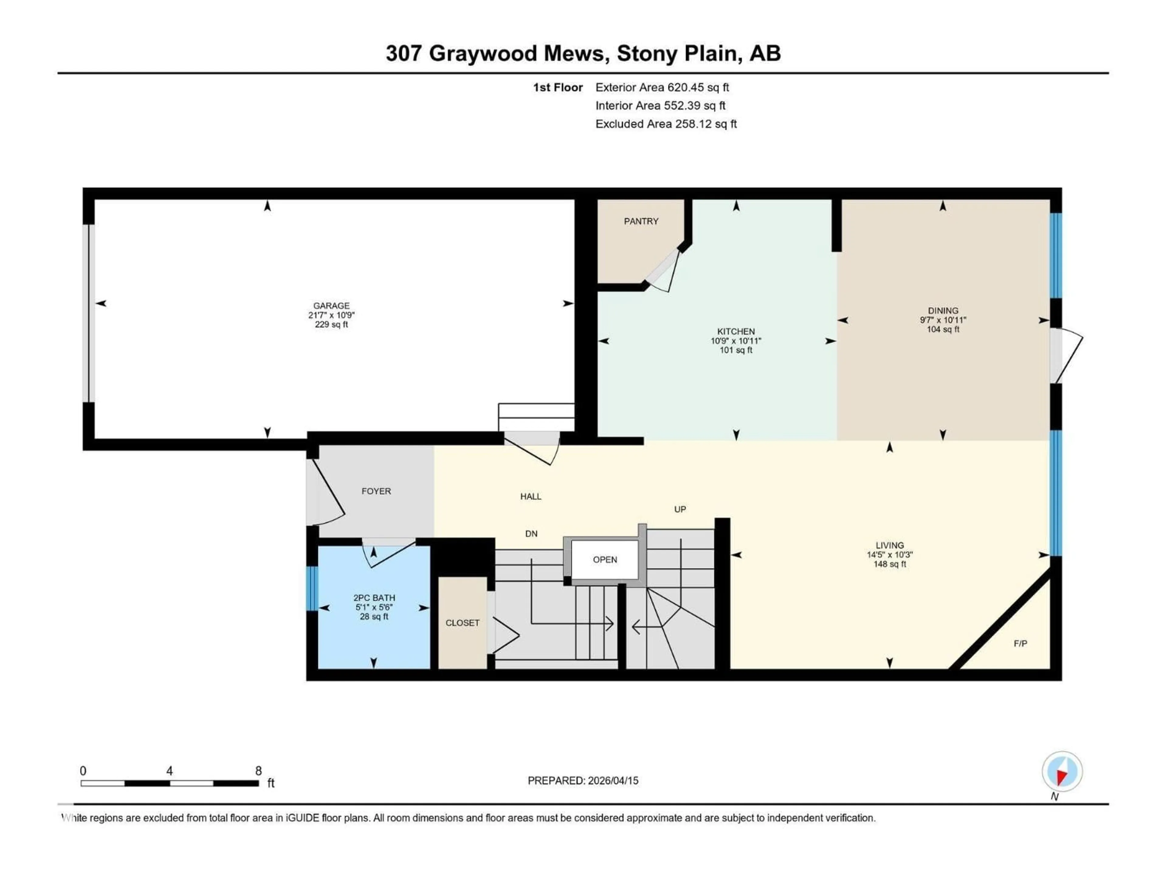 Floor plan for 307 GRAYWOOD ME, Stony Plain Alberta T7Z0C2