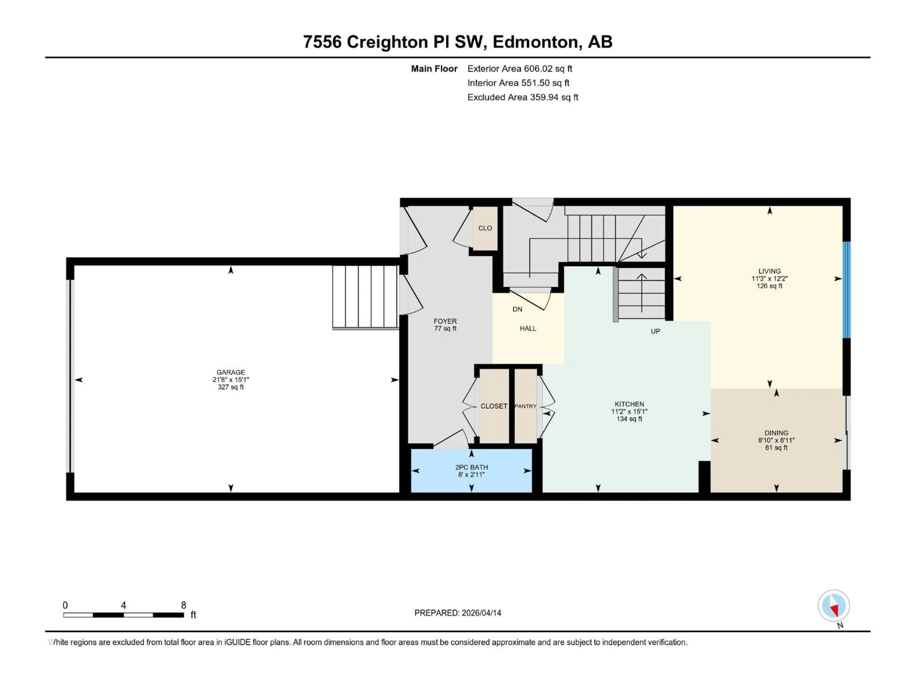 Floor plan for 7556 CREIGHTON PL, Edmonton Alberta T6W3Z6
