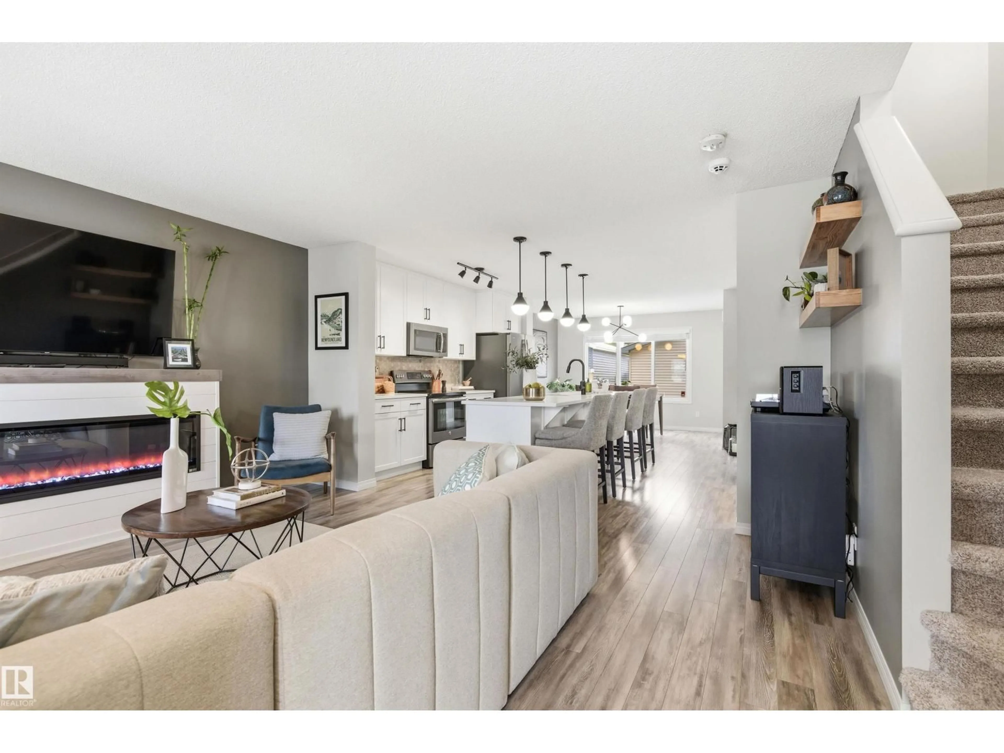 Open concept kitchen, wood/laminate floor for 3247 CHERRY CR, Edmonton Alberta T6X1A2