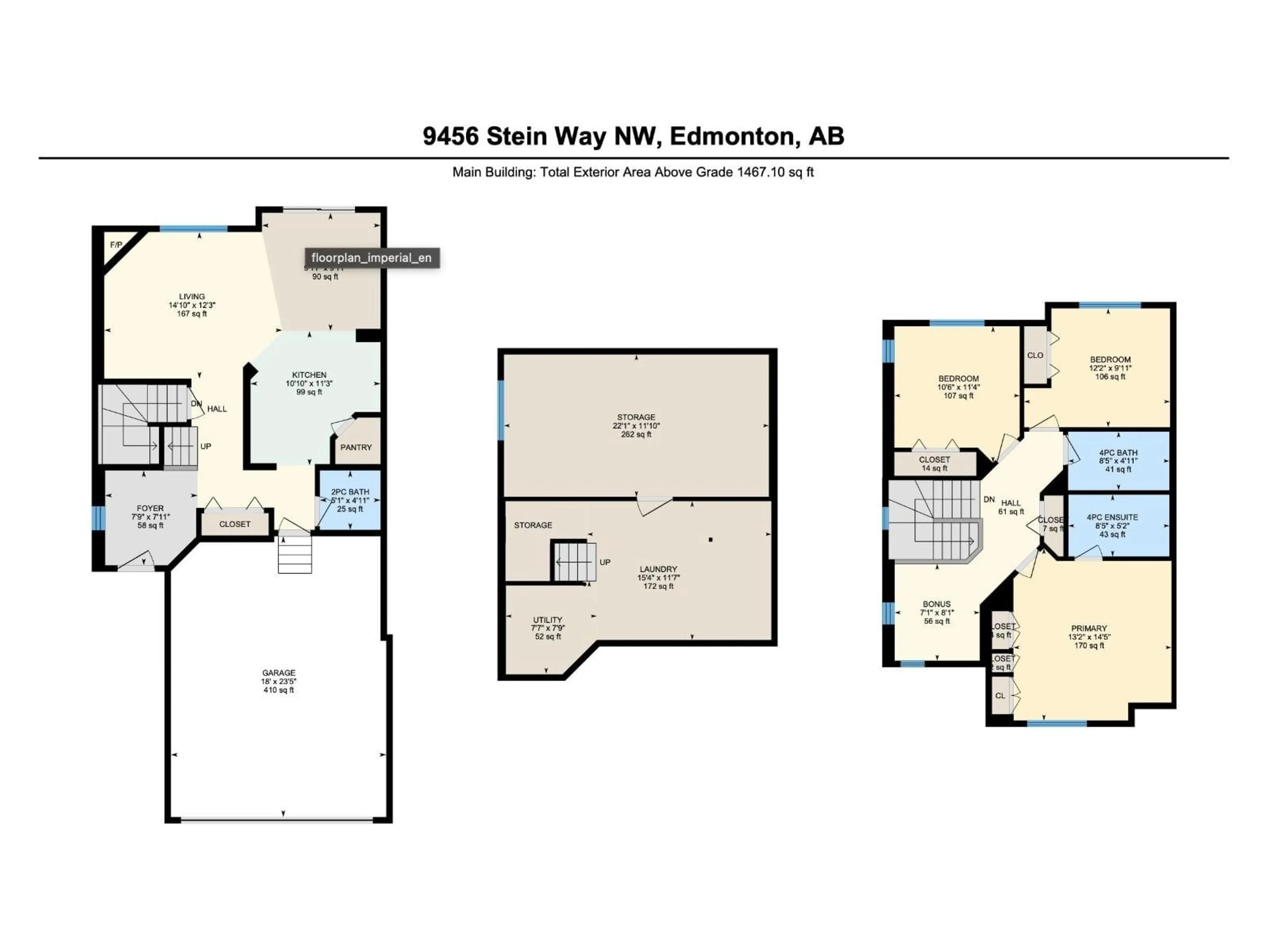 Floor plan for 9456 STEIN WY, Edmonton Alberta T6R0E4