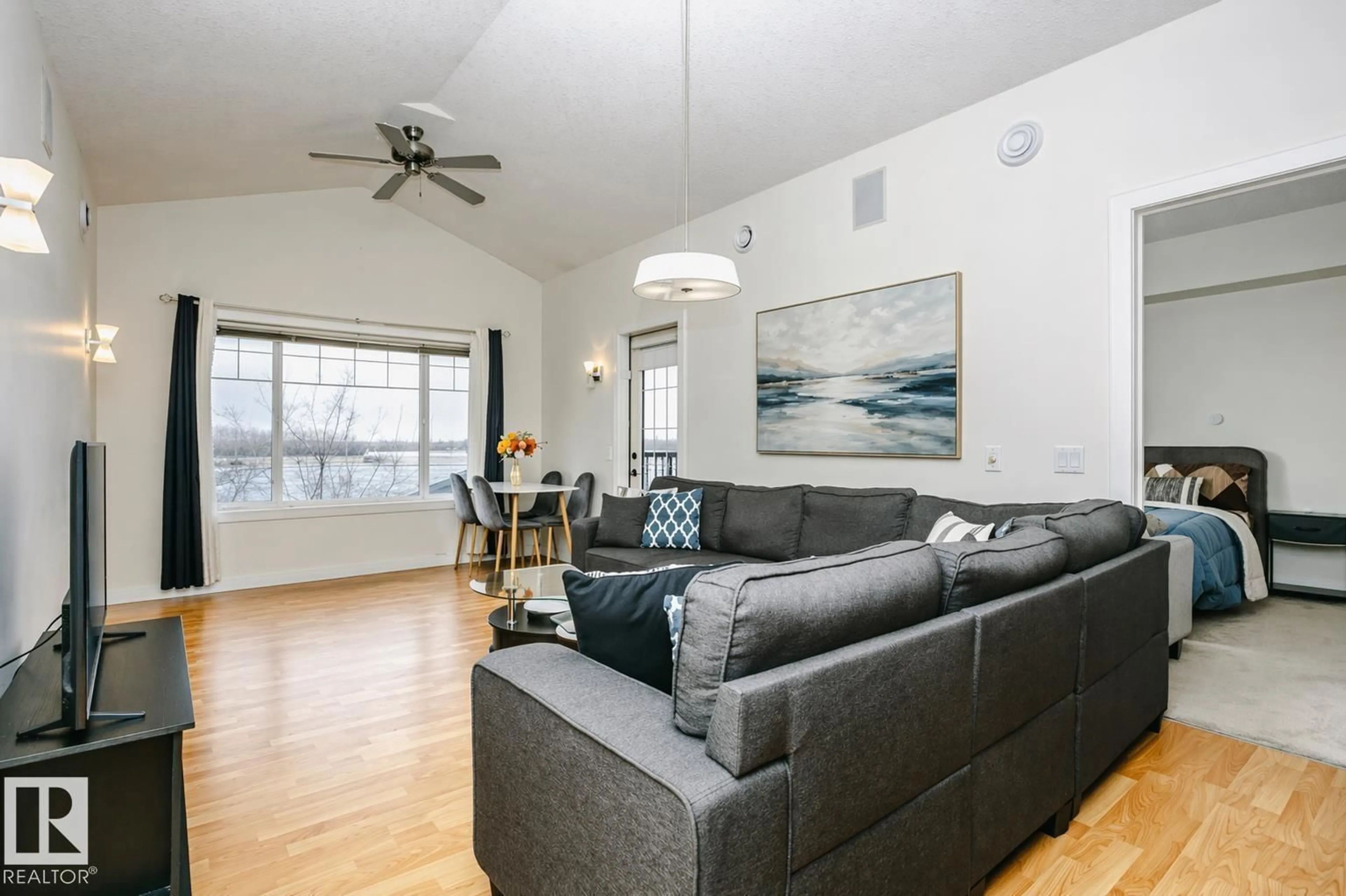 Living room with furniture, unknown for 19 2565 HANNA CR NW, Edmonton Alberta T6R0M4