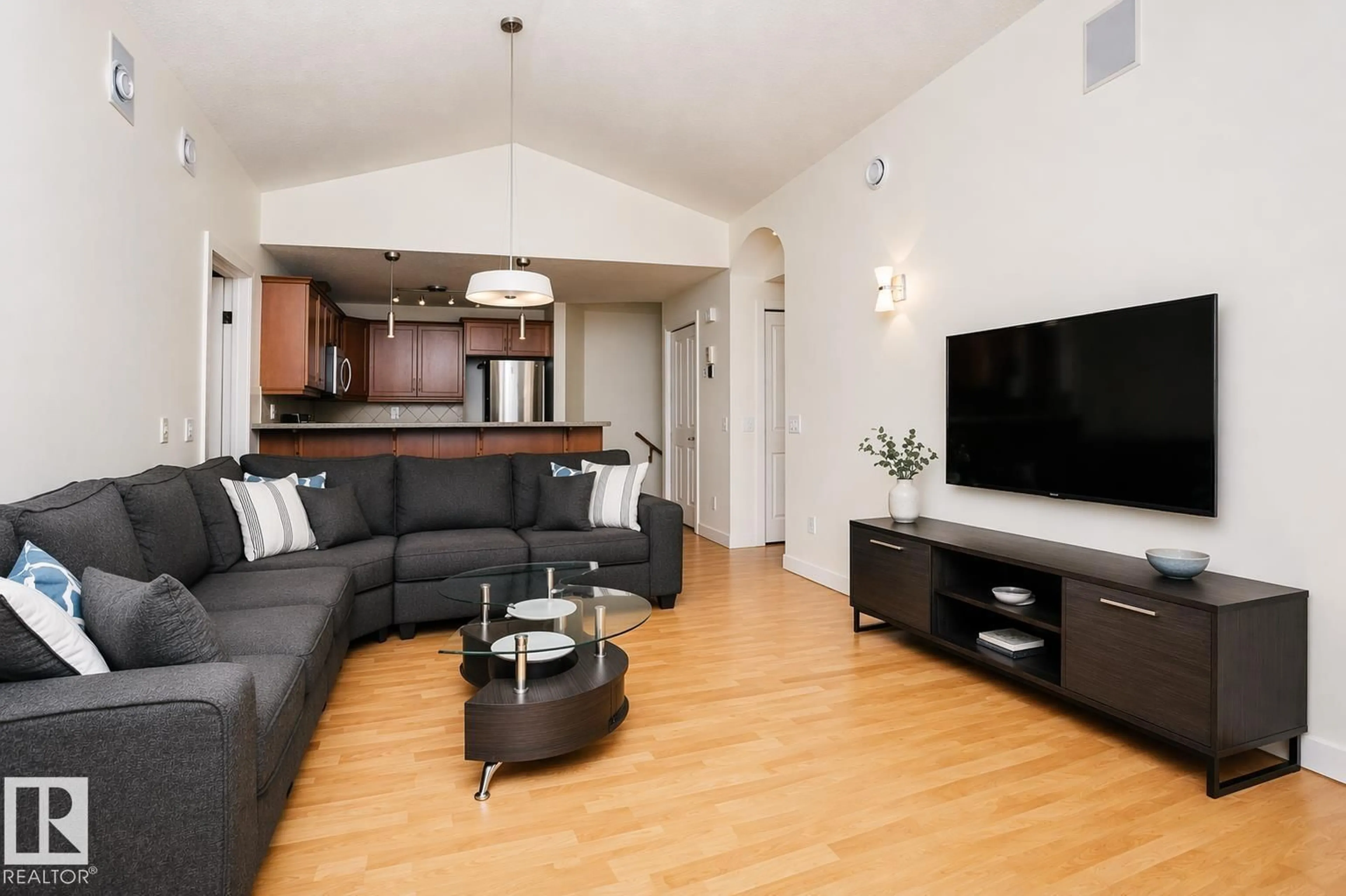Living room with furniture, unknown for 19 2565 HANNA CR NW, Edmonton Alberta T6R0M4