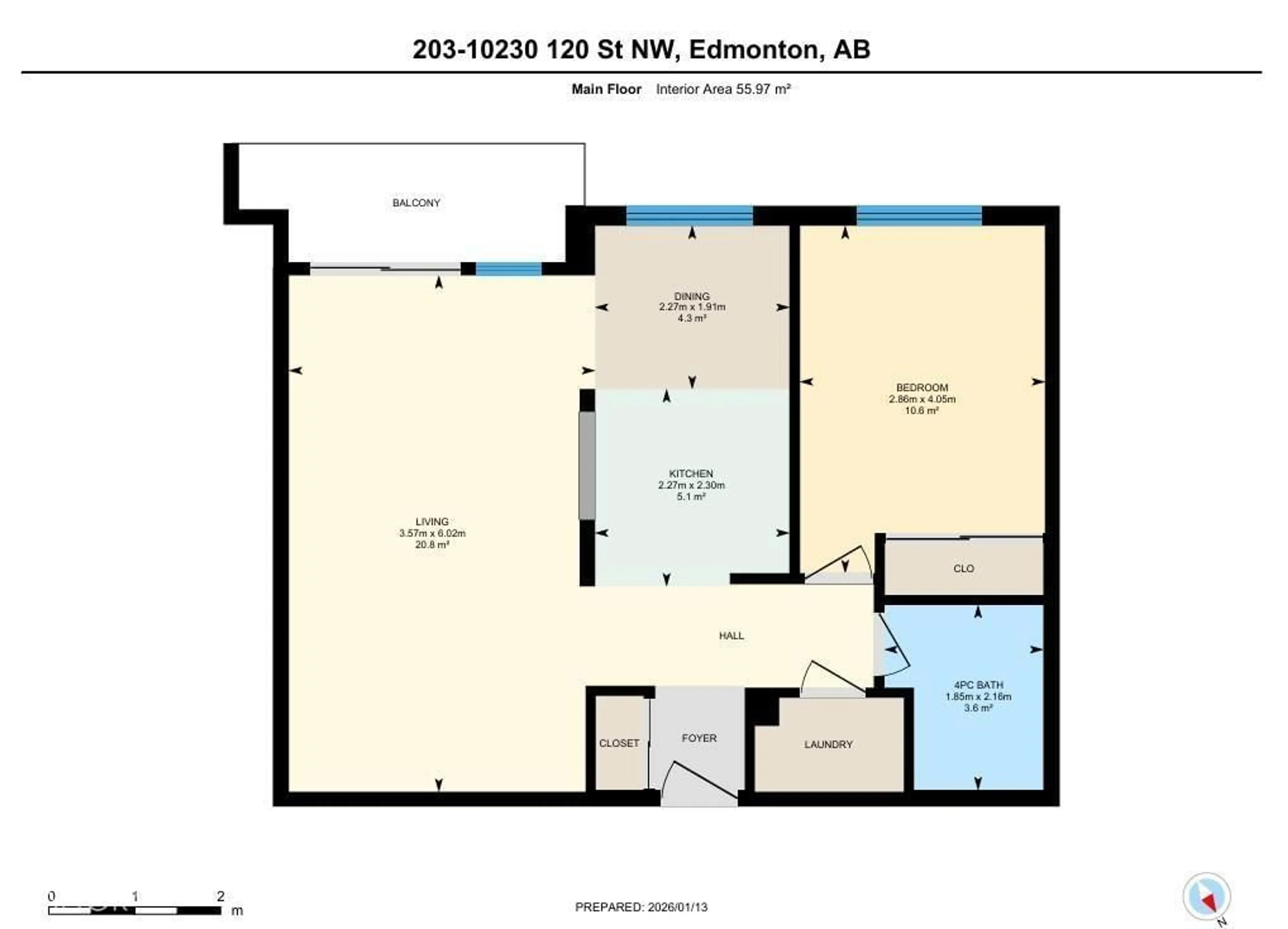 Floor plan for 203 - 10230 120 ST, Edmonton Alberta T5K2A3