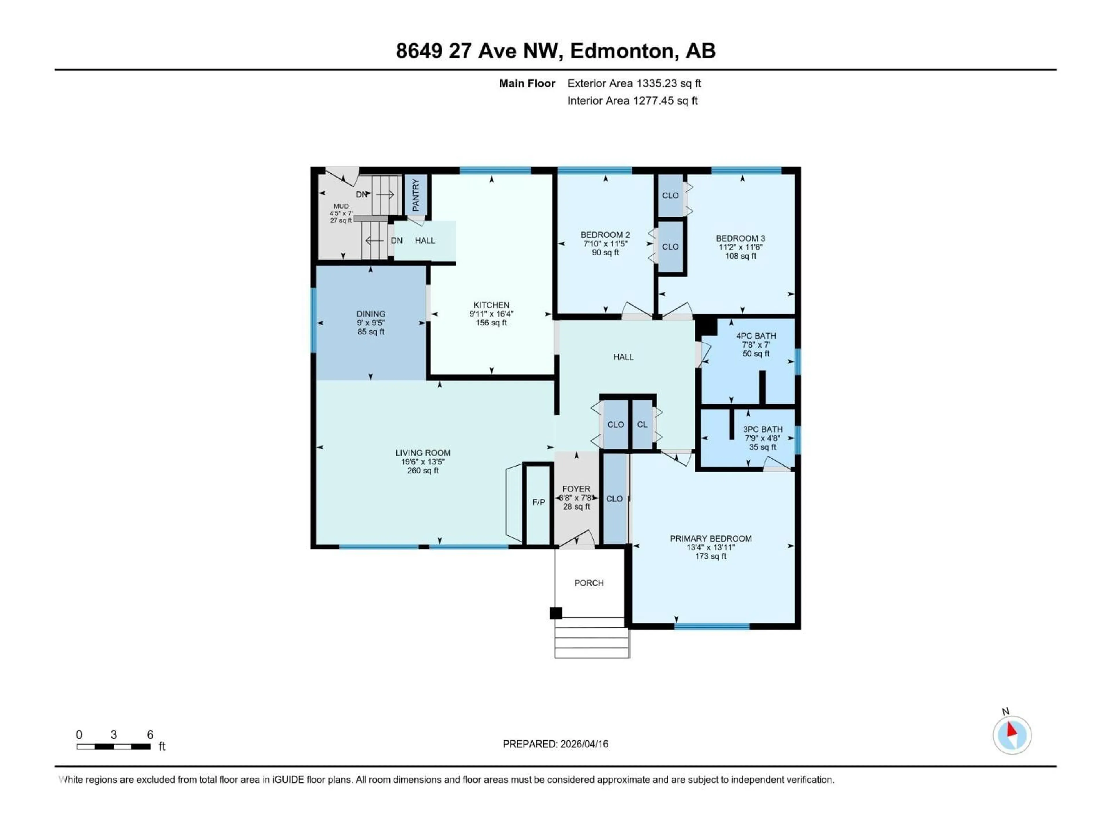Floor plan for 8649 27 AV, Edmonton Alberta T6K2X3