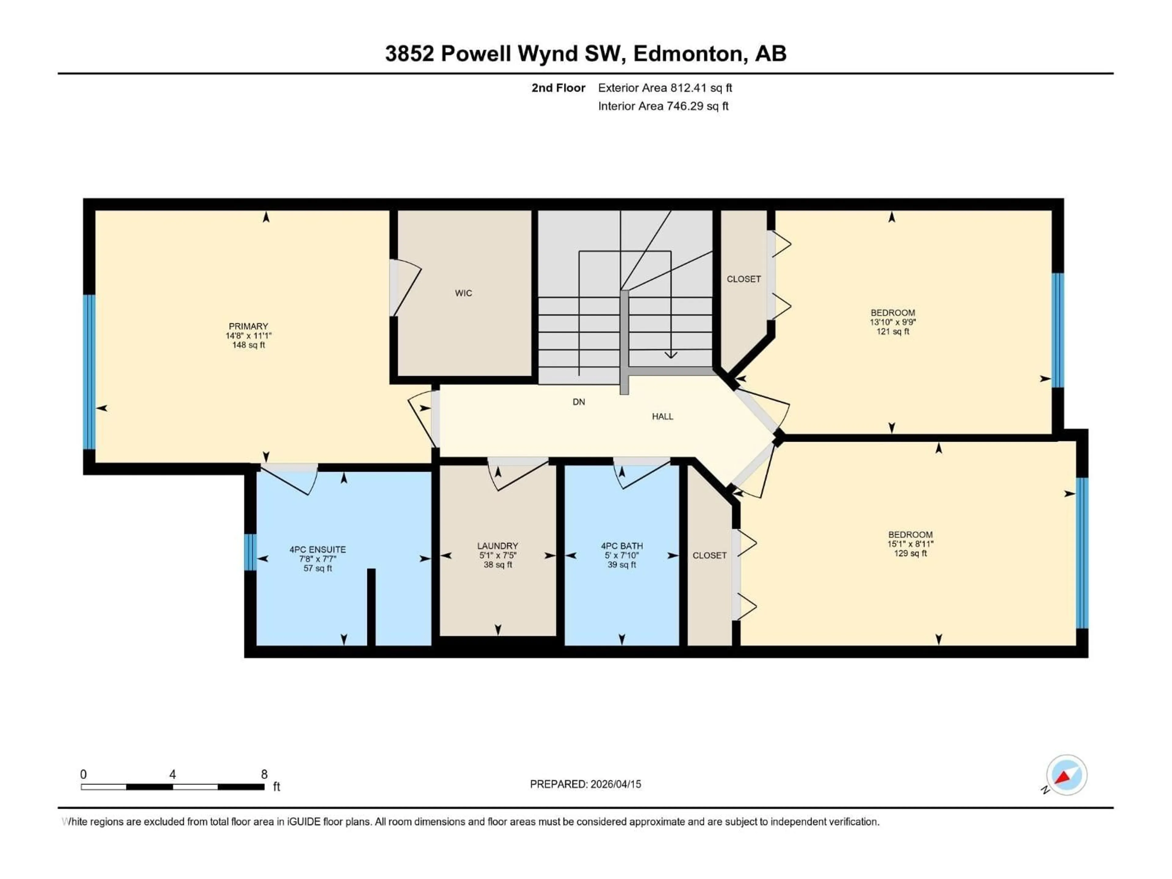 Floor plan for SW - 3852 POWELL WD, Edmonton Alberta T6W2V4