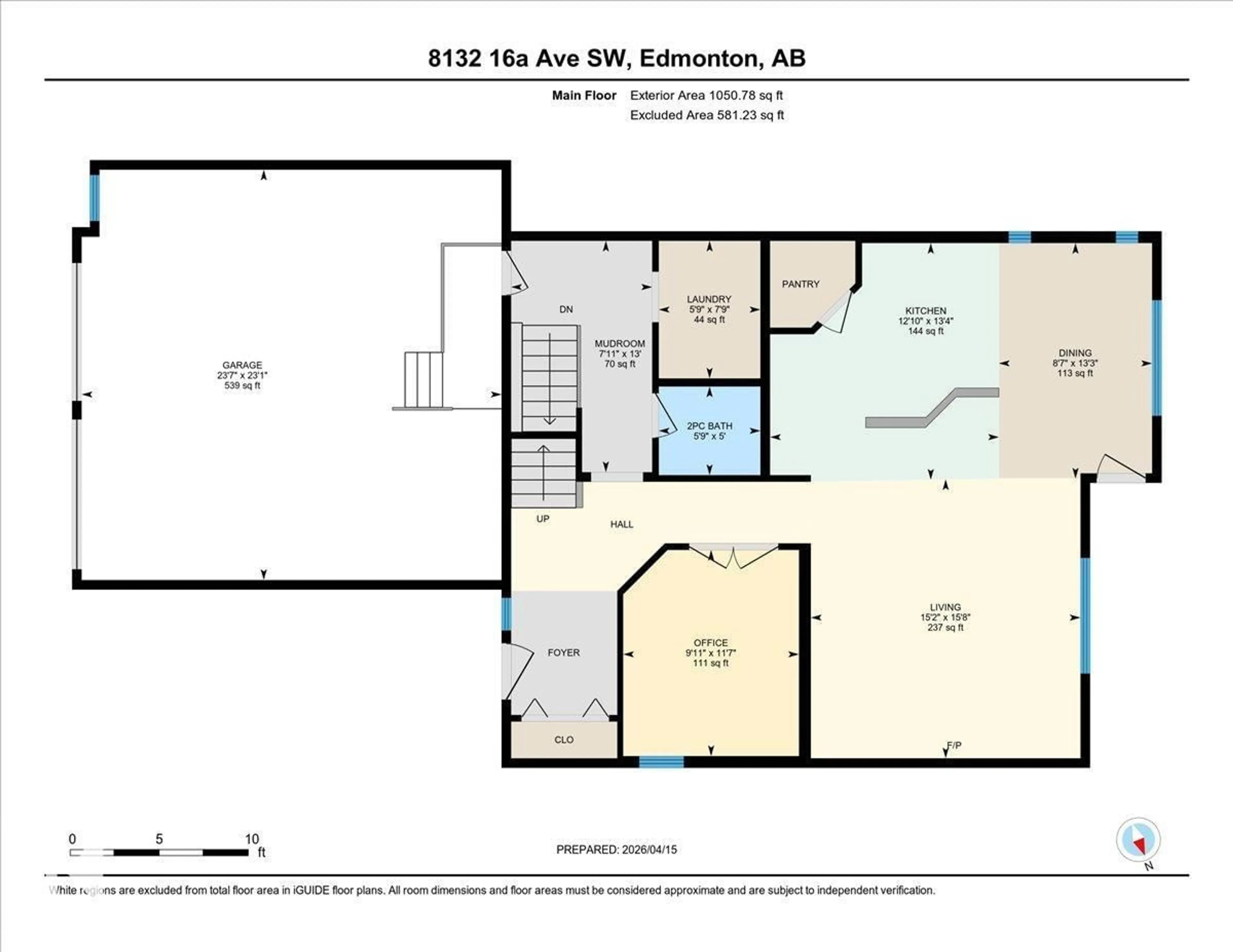 Floor plan for SW - 8132 16A AV, Edmonton Alberta T6X0H8