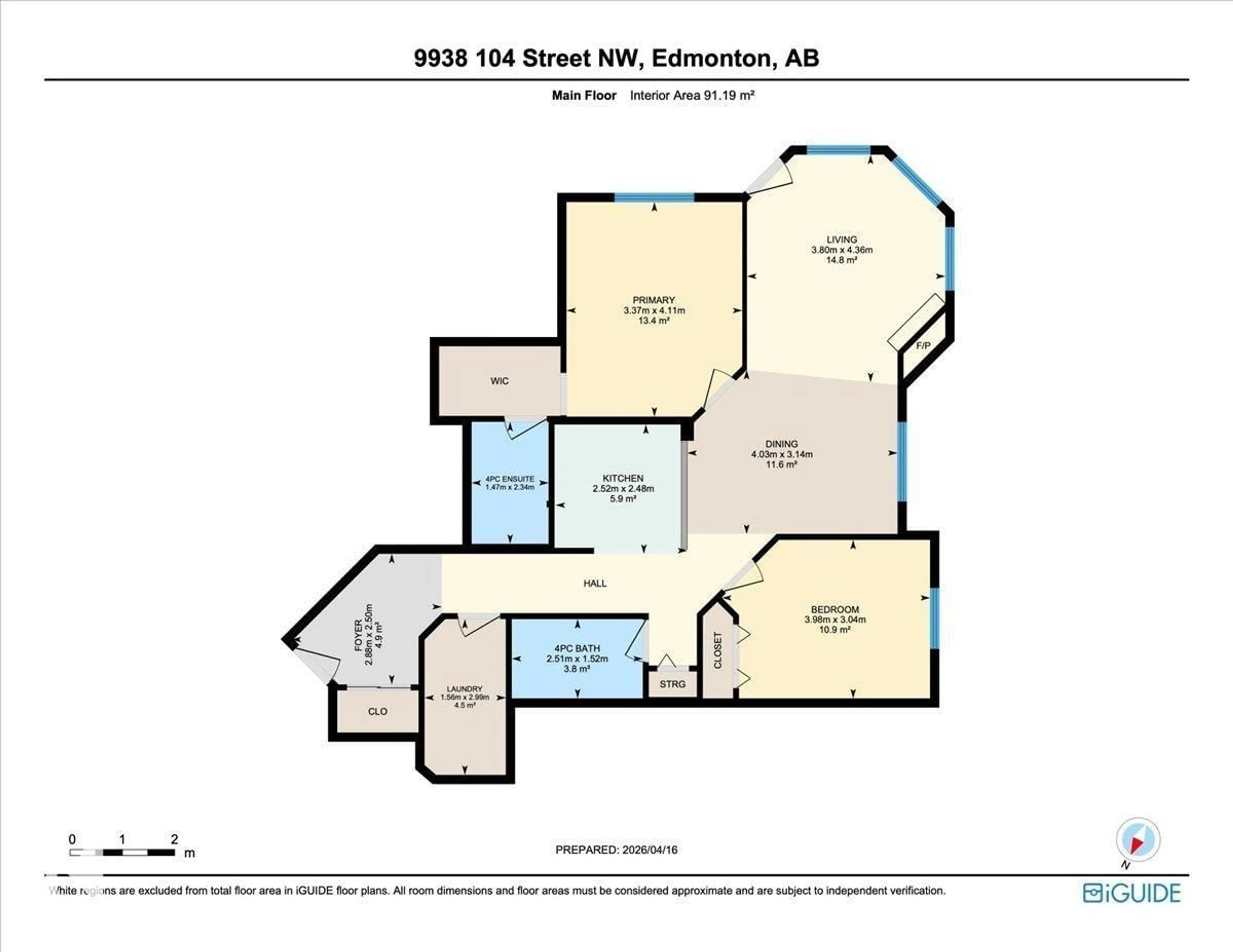 Floor plan for 206 - 9938 104 ST, Edmonton Alberta T5K2X7