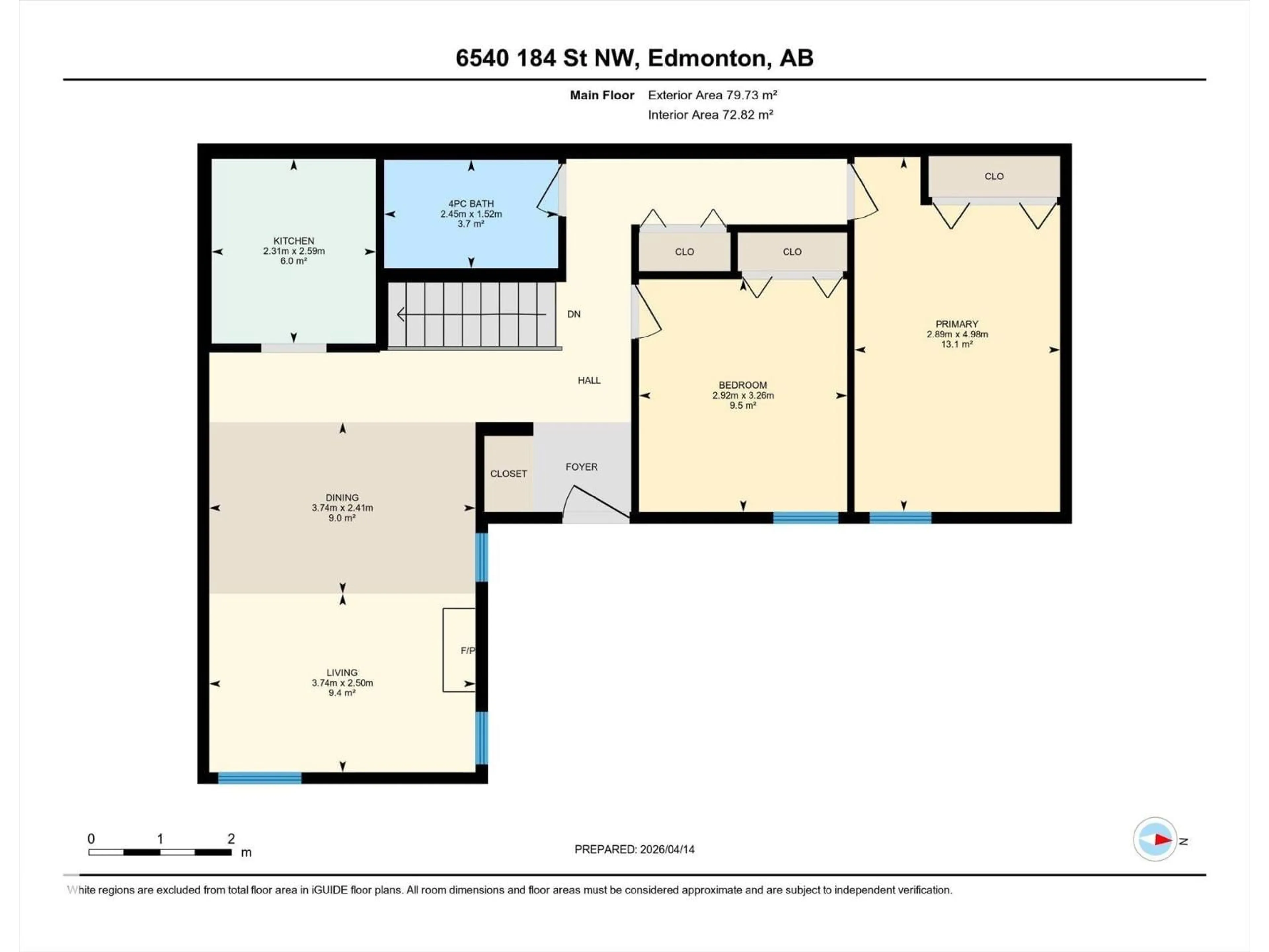 Floor plan for 6540 184 ST, Edmonton Alberta T5T2P1