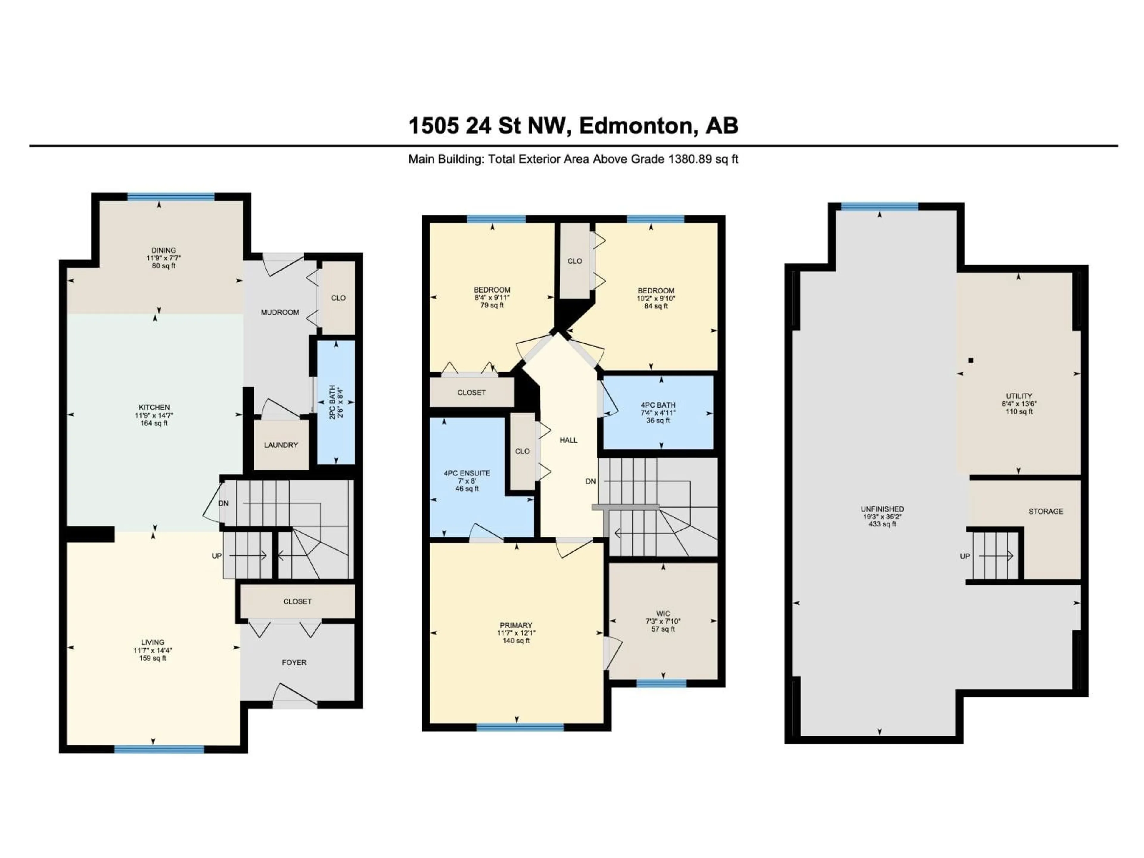 Floor plan for NW - 1505 24 ST, Edmonton Alberta T6T2B9