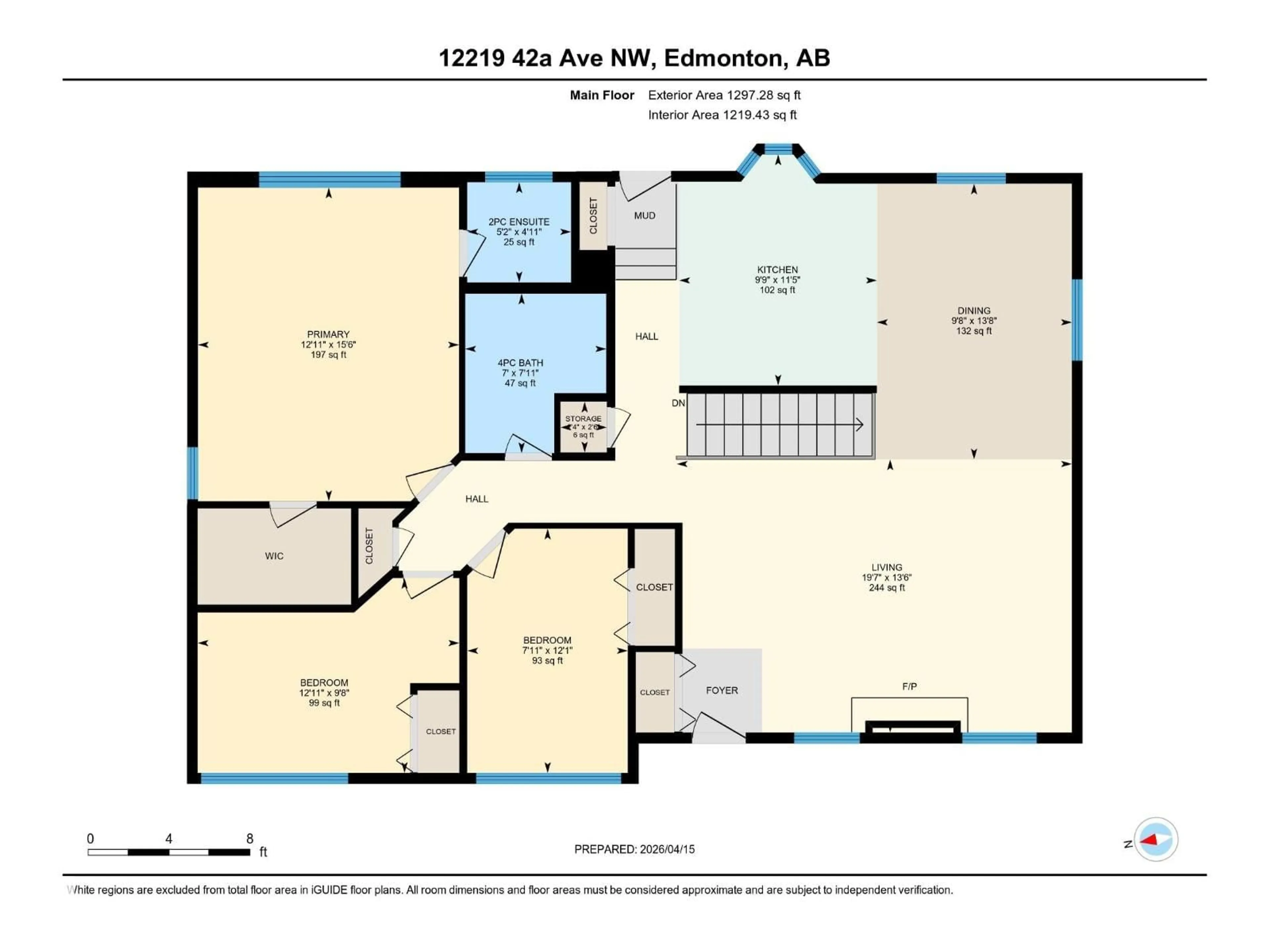 Floor plan for 12219 42A AV, Edmonton Alberta T6J0X5
