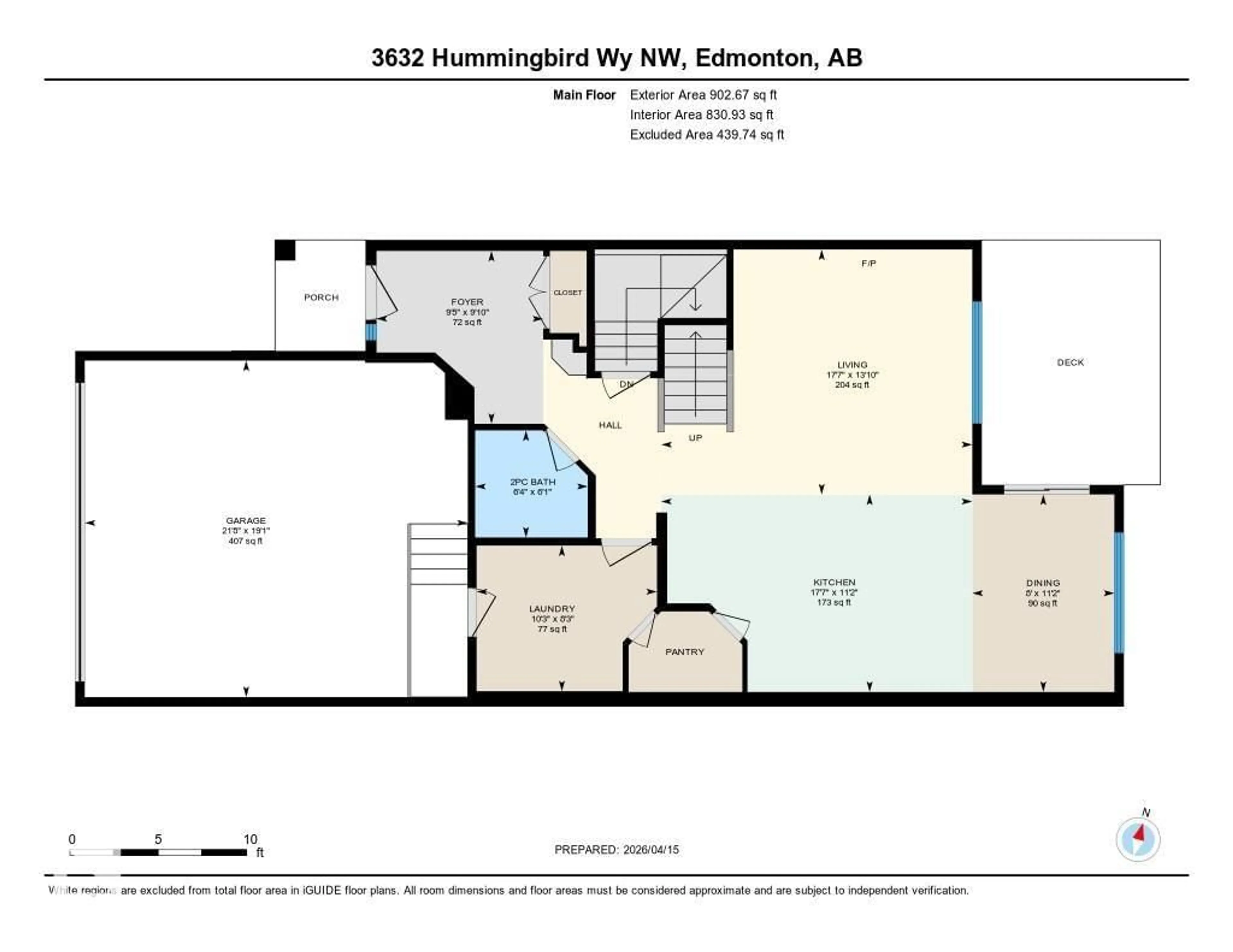 Floor plan for 3632 HUMMINGBIRD WY, Edmonton Alberta T5S0K8
