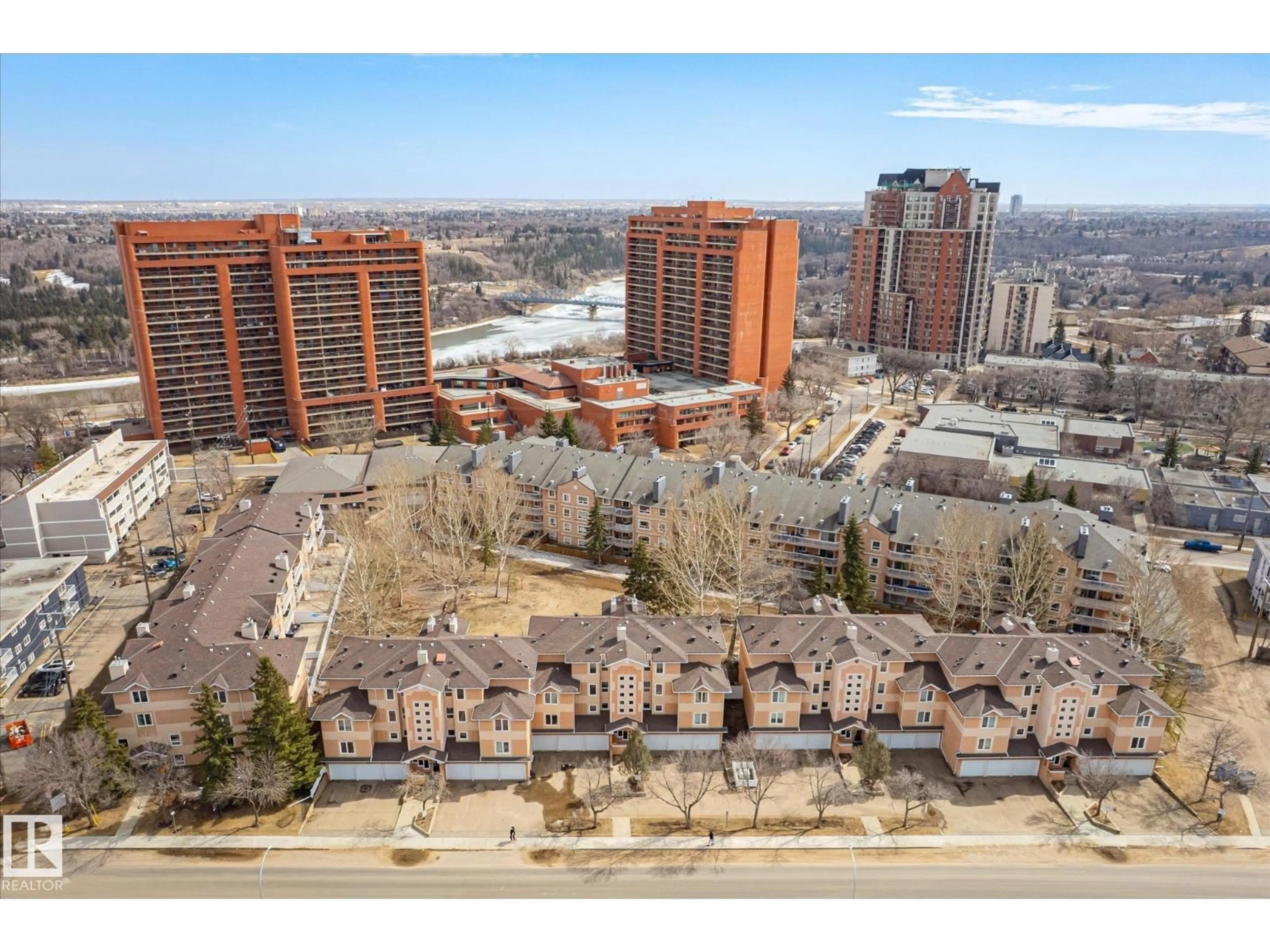 A pic from outside/outdoor area/front of a property/back of a property/a pic from drone, city buildings view from balcony for 105 - 8811 106A AV NW, Edmonton Alberta T5H3Y7