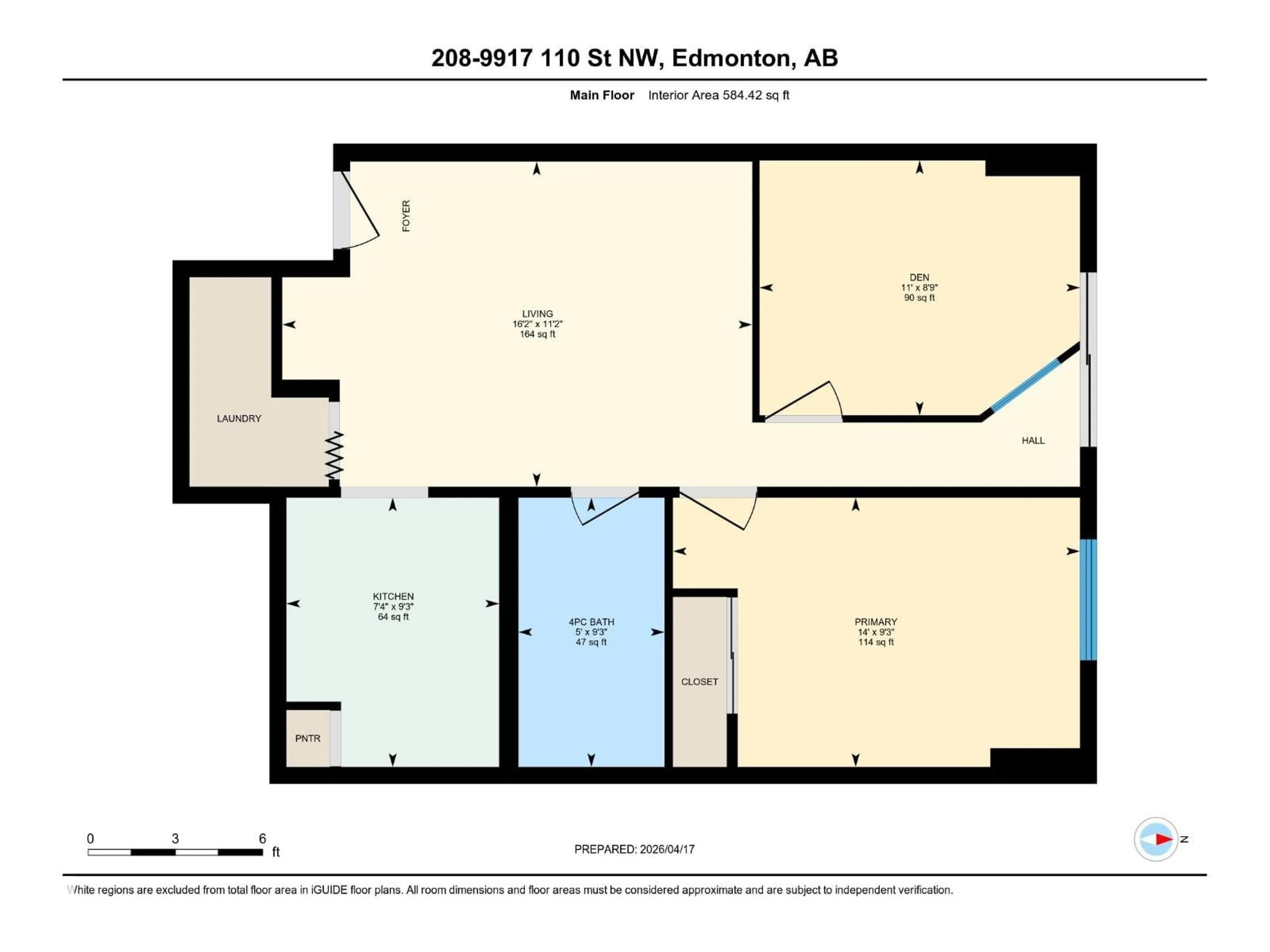 Floor plan for #208 - 9917 110 ST NW, Edmonton Alberta T5K2N4