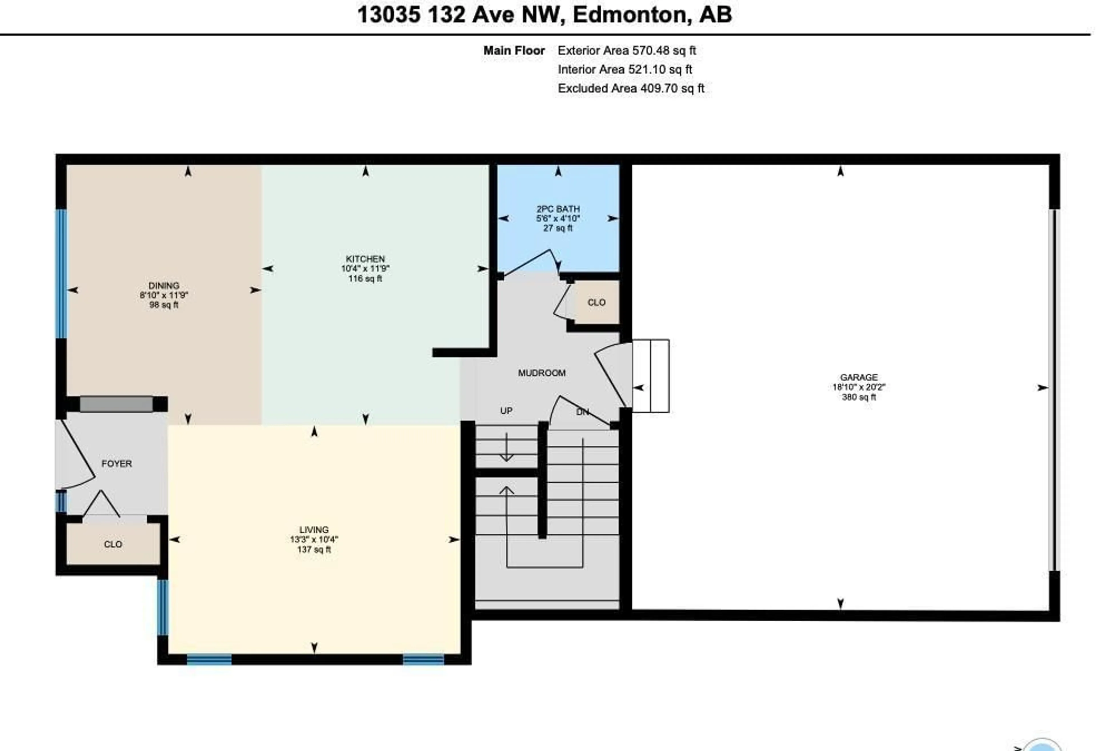 Floor plan for NW - 13035 132 AV, Edmonton Alberta T5L3R2