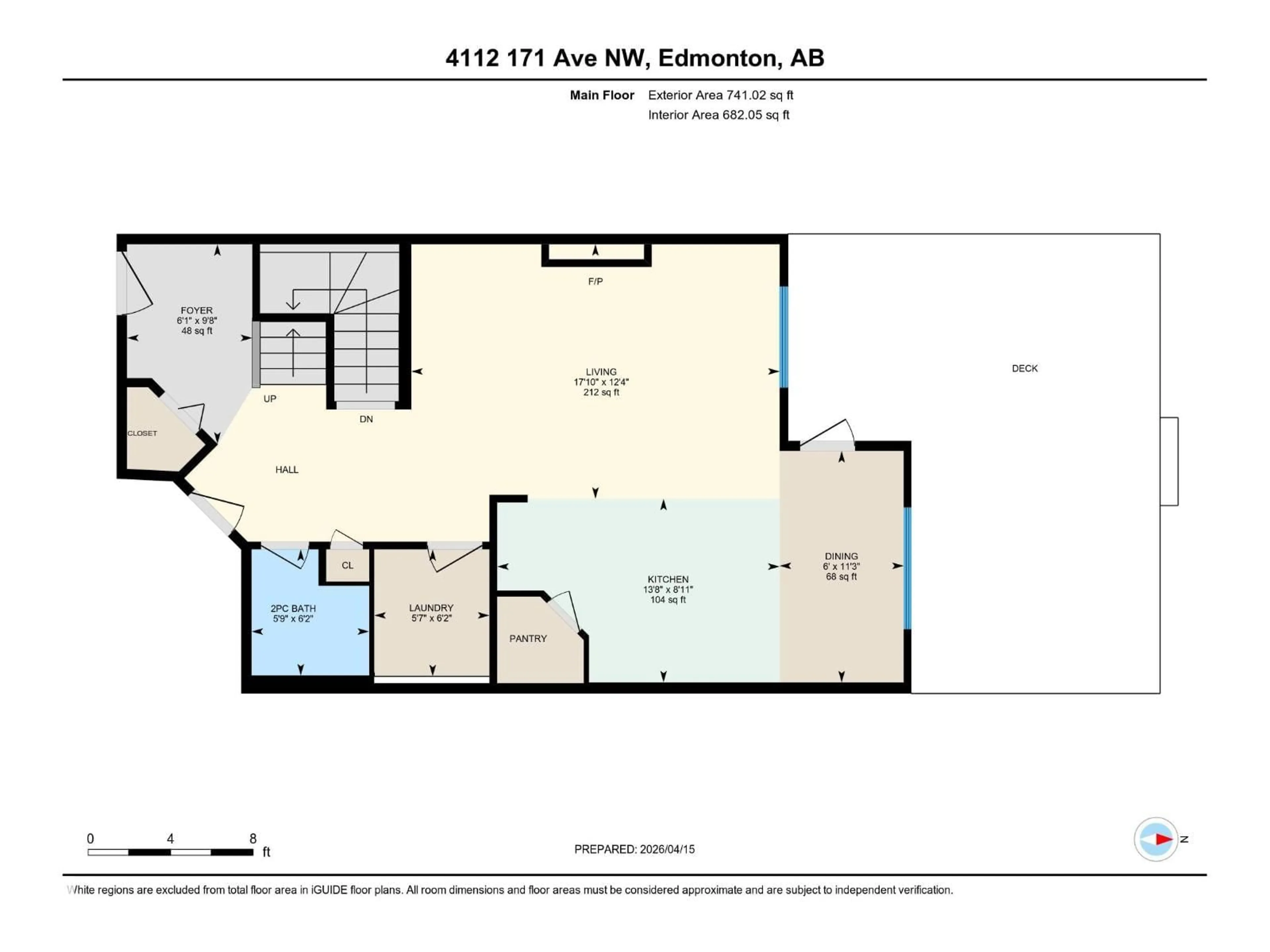 Floor plan for NW - 4112 171 AV, Edmonton Alberta T5Y0Z3