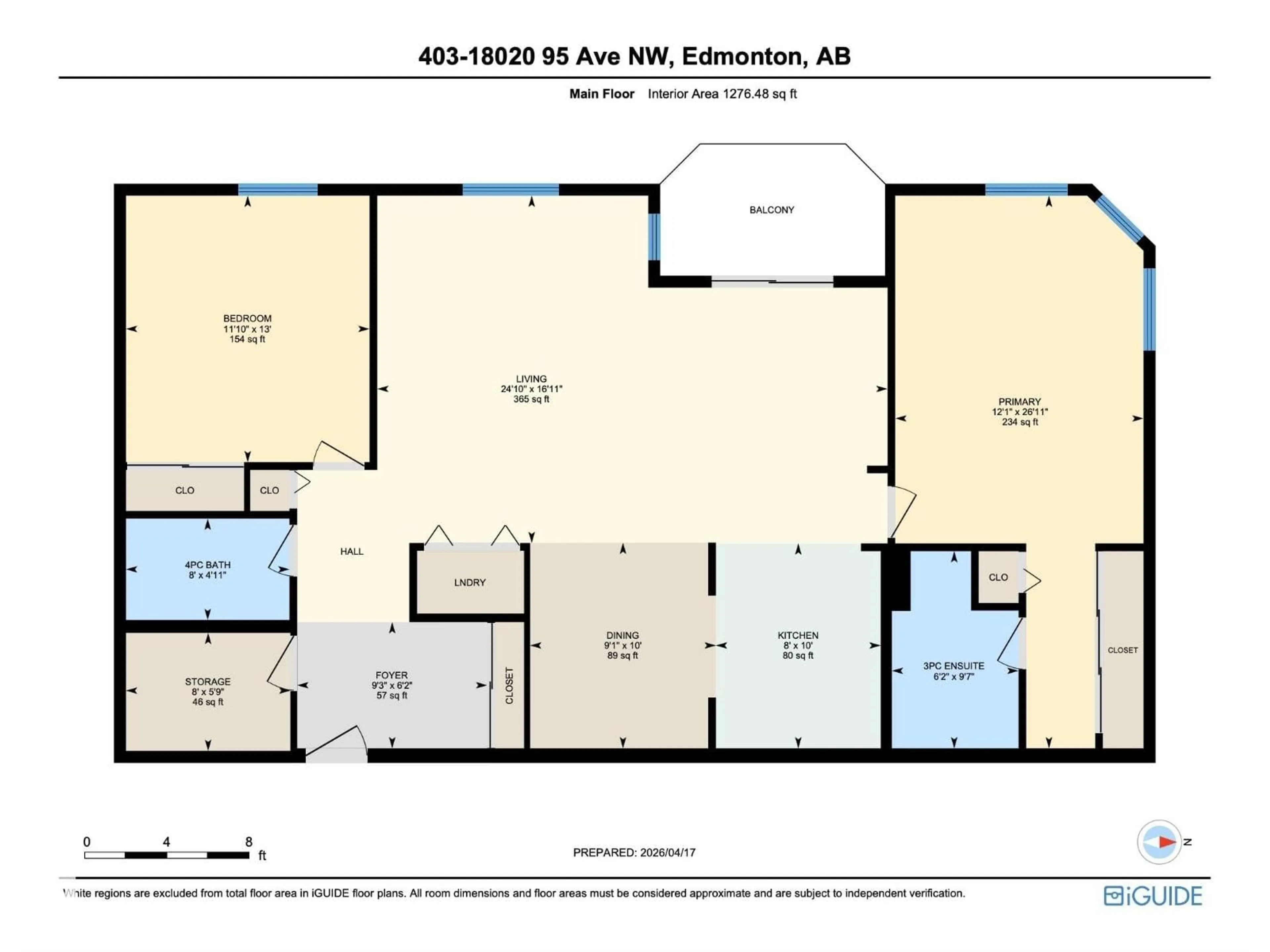 Floor plan for #403 - 18020 95 AV NW, Edmonton Alberta T5T6B2
