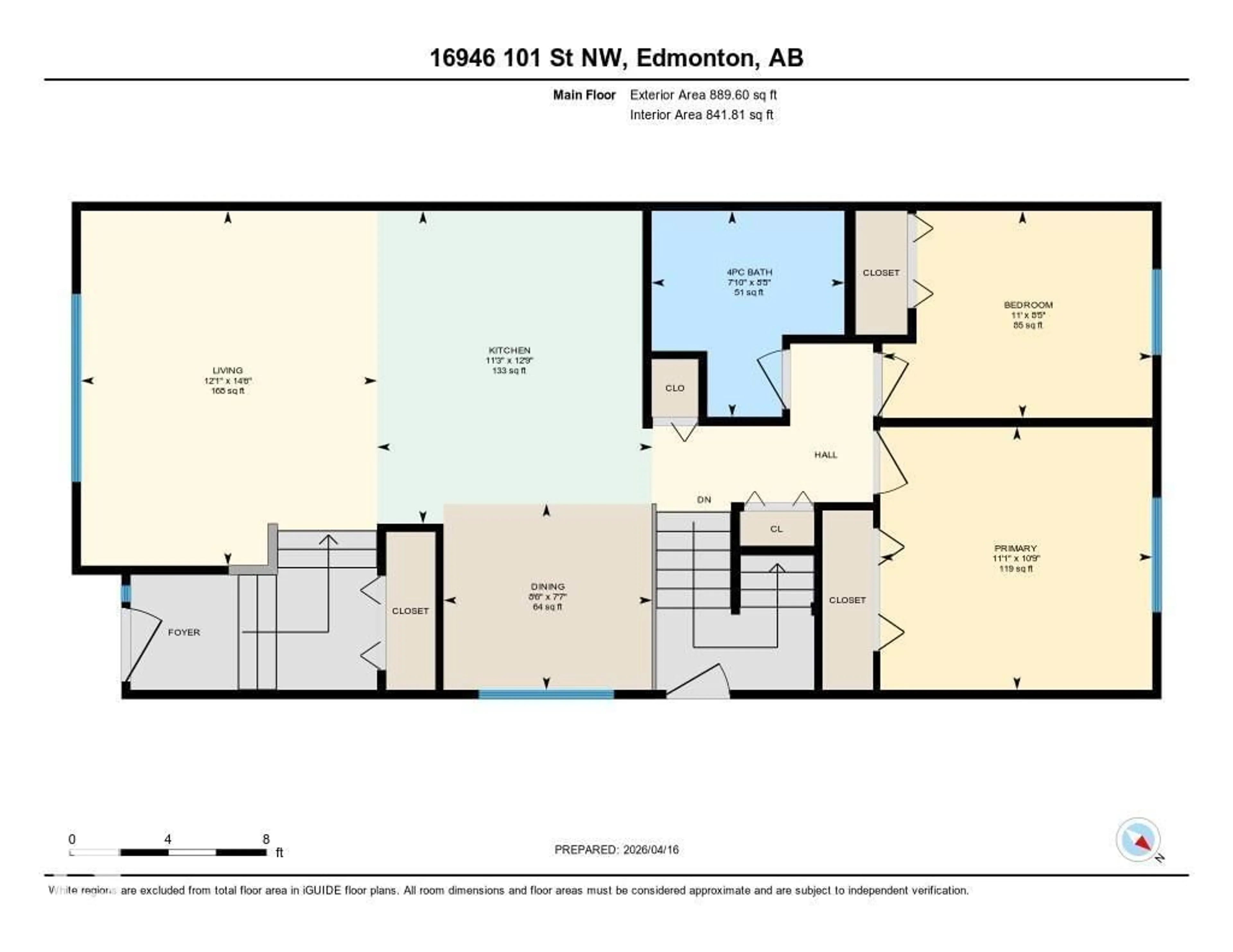 Floor plan for 16946 101 ST, Edmonton Alberta T5X4M4