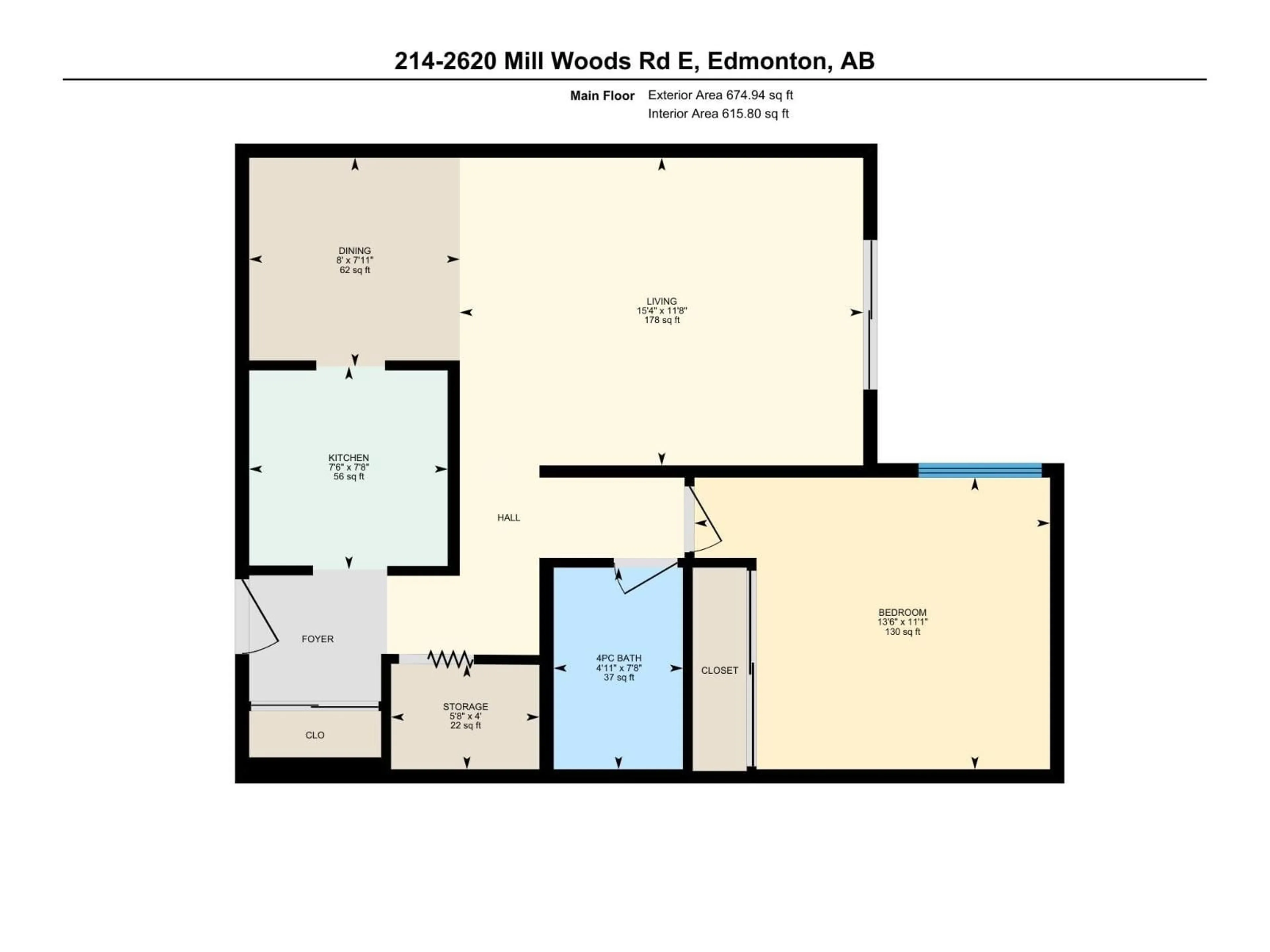 Floor plan for #214 - 2620 MILL WOODS RD E, Edmonton Alberta T6L5K6